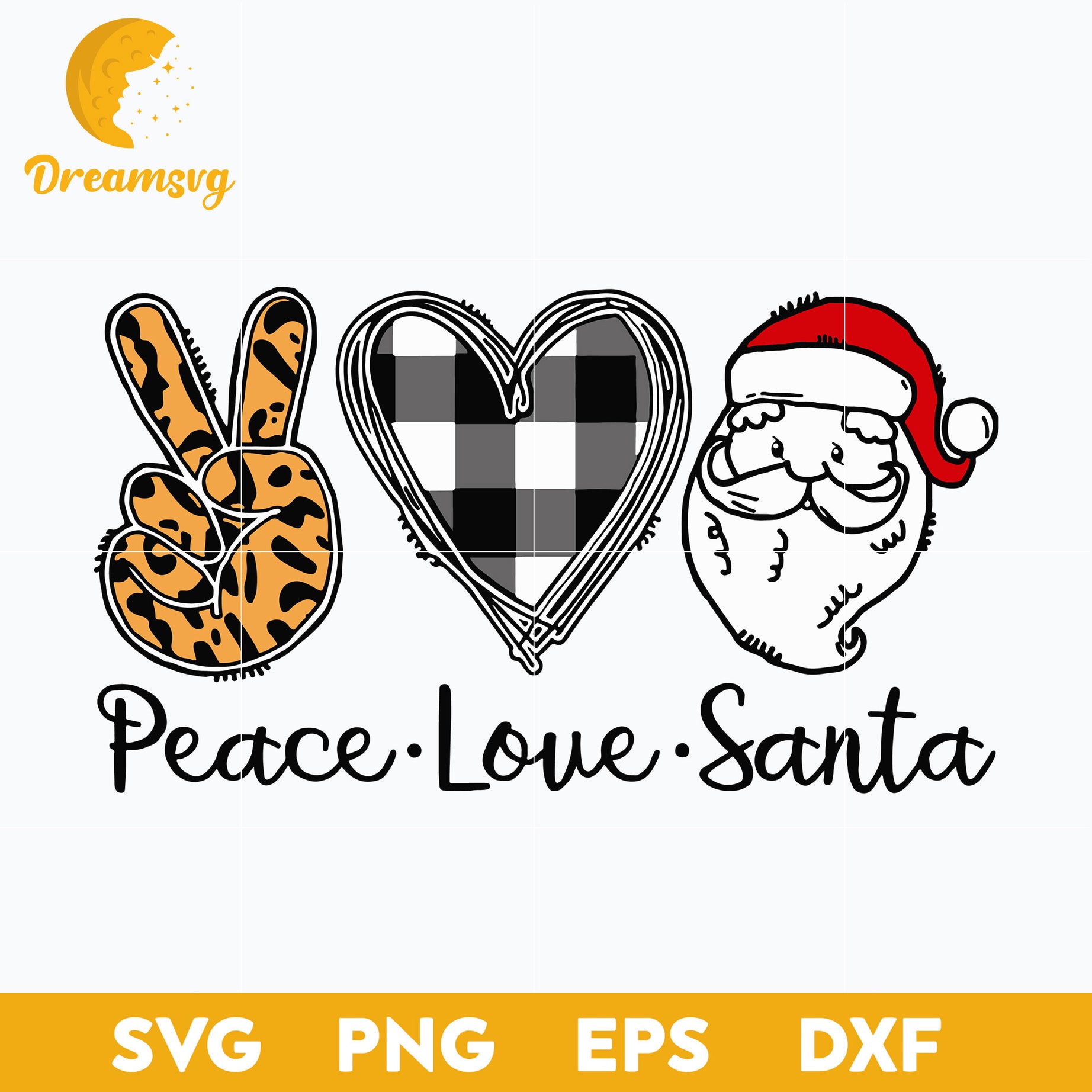 Peace Pove Santa Christmas SVG, Christmas SVG, PNG DXF EPS Digital File.