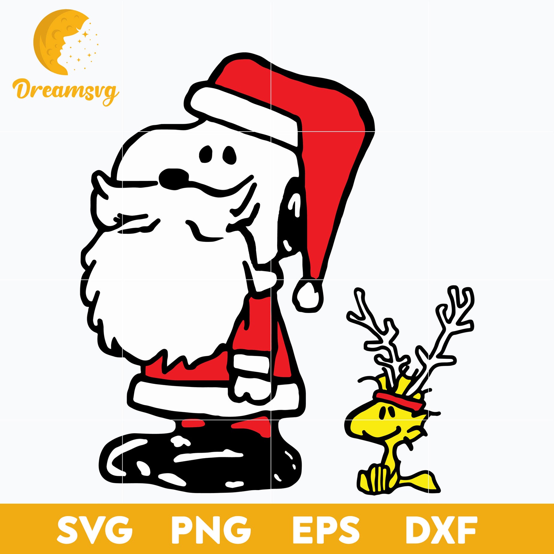 Peanuts Snoopy And Woodstock Santa  Antlers SVG, Christmas SVG, PNG DXF EPS Digital File.