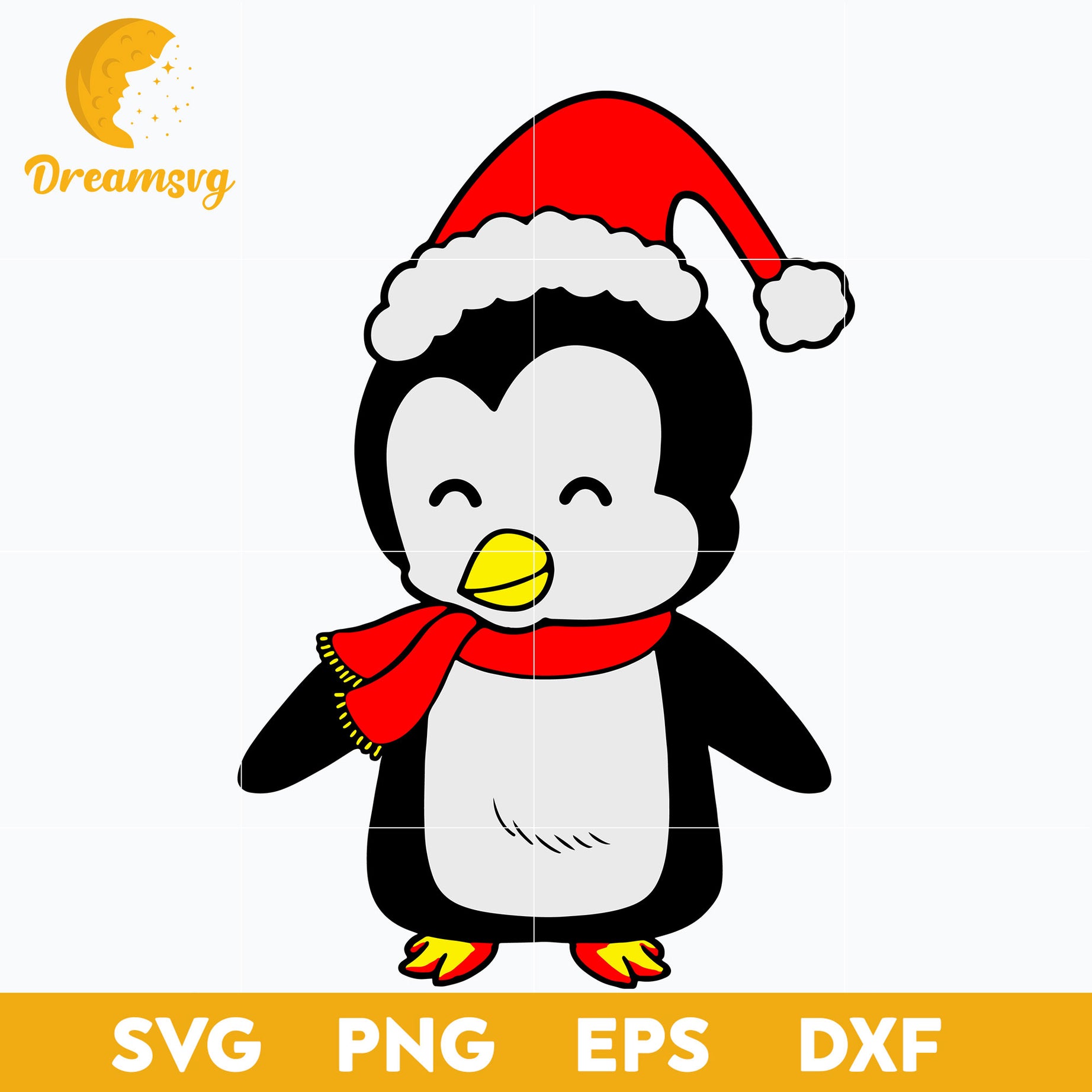 Penguin Christmas Santa Hat SVG, Christmas SVG, PNG DXF EPS Digital File.
