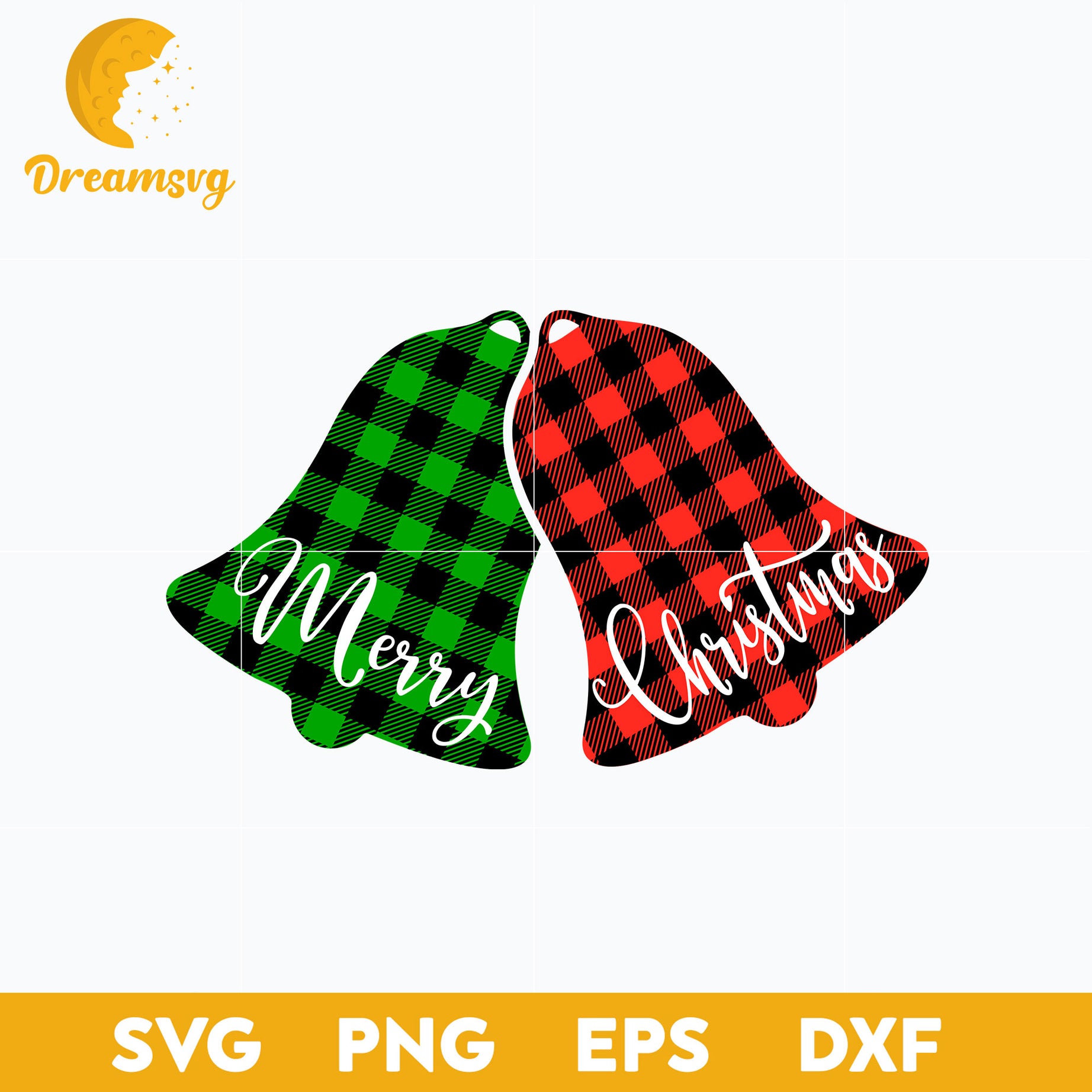 Plaid Christmas Bell SVG, Christmas SVG, PNG DXF EPS Digital File.