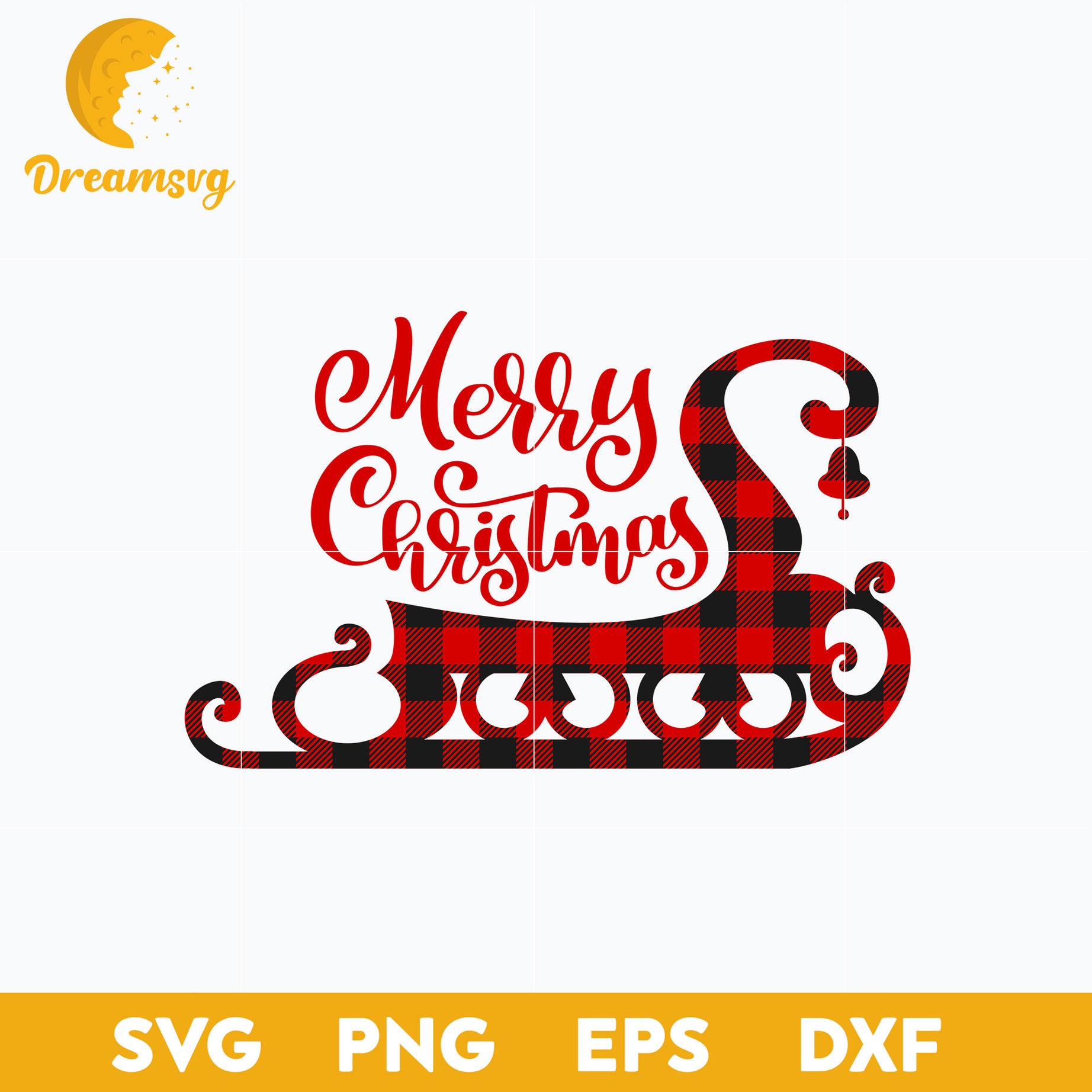 Plaid Santa's Sleigh SVG, Christmas SVG, PNG DXF EPS Digital File.