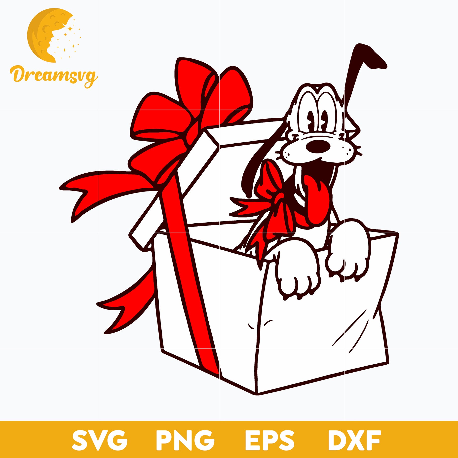 Pluto Christmas Outline Cartoon SVG, Christmas SVG, PNG DXF EPS Digital File.