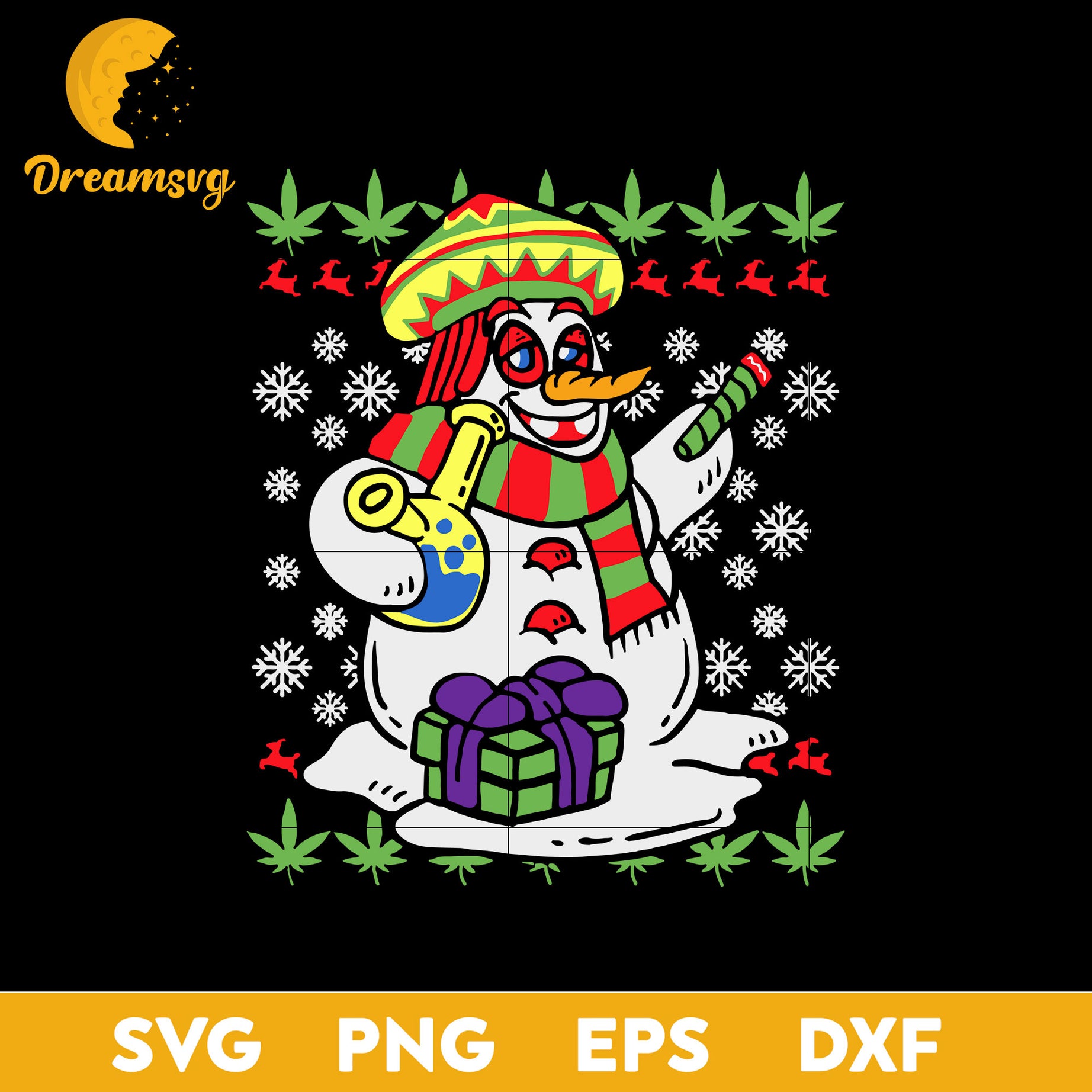 Rasta Snowman Smoking Weed Cannabis Marijuana Christmas SVG, Christmas SVG, PNG DXF EPS Digital File.