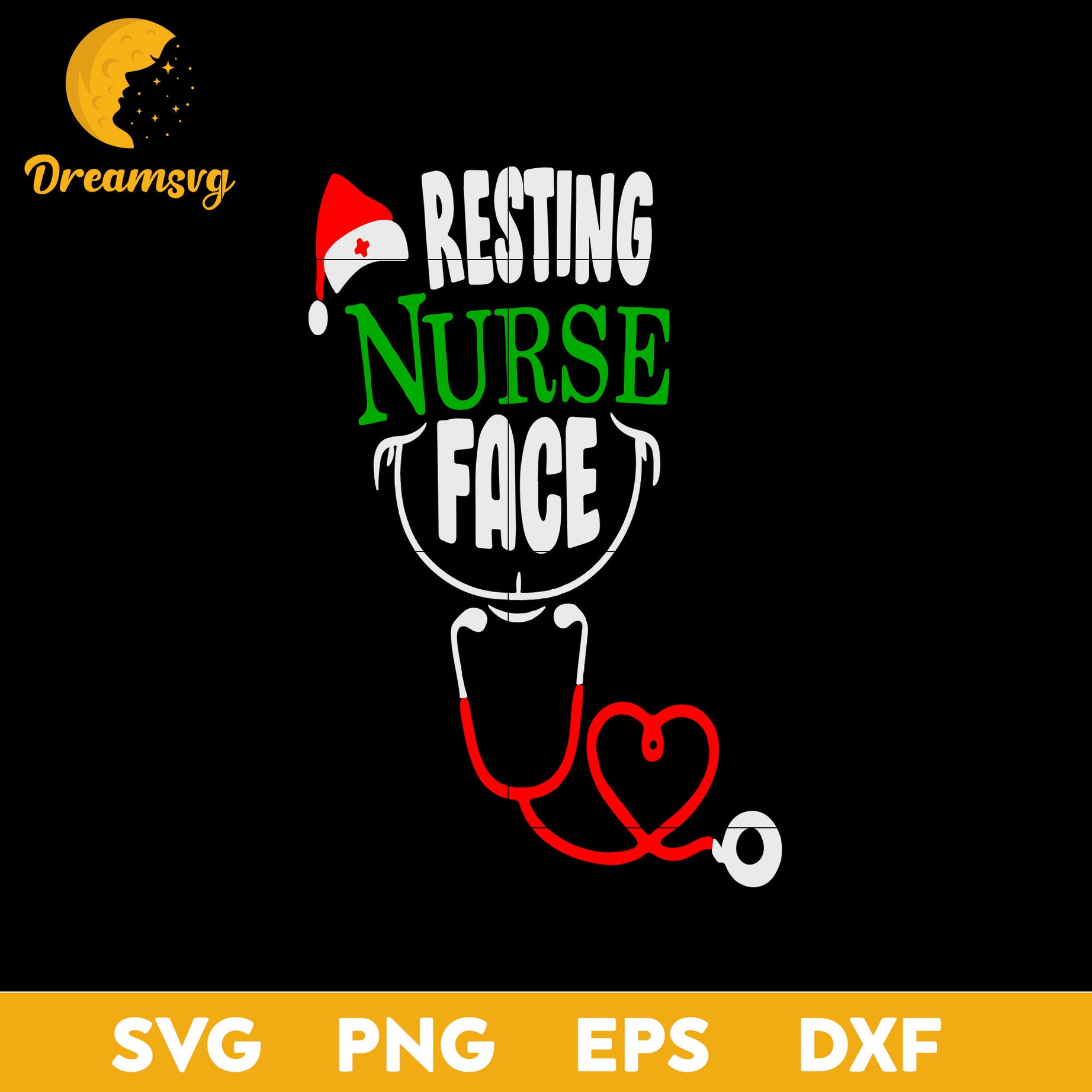 Resting Nurse Face Nursing Christmas SVG, Christmas SVG, PNG DXF EPS Digital File.