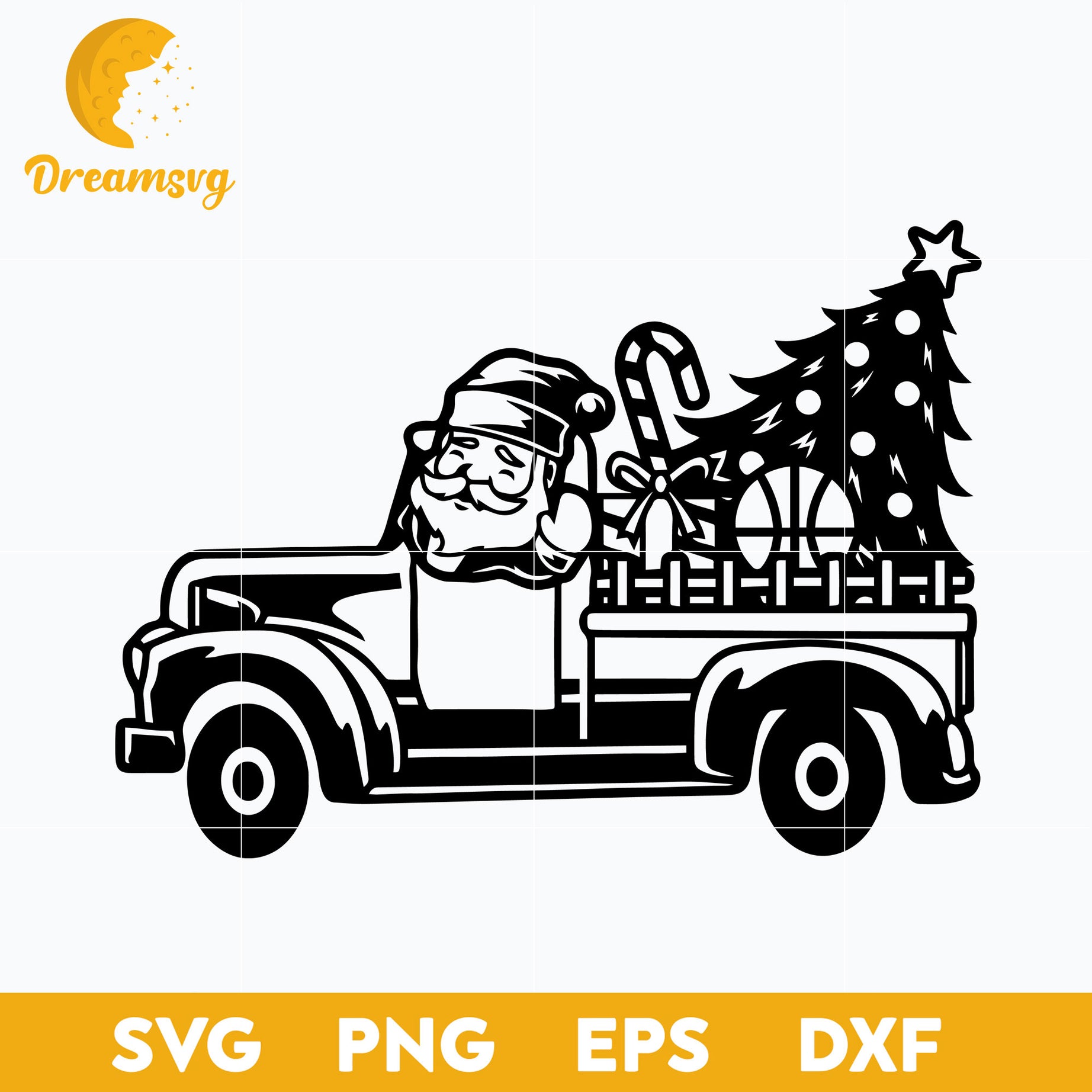 Santa Claus On Truck Christmas SVG, Christmas SVG, PNG DXF EPS Digital File.