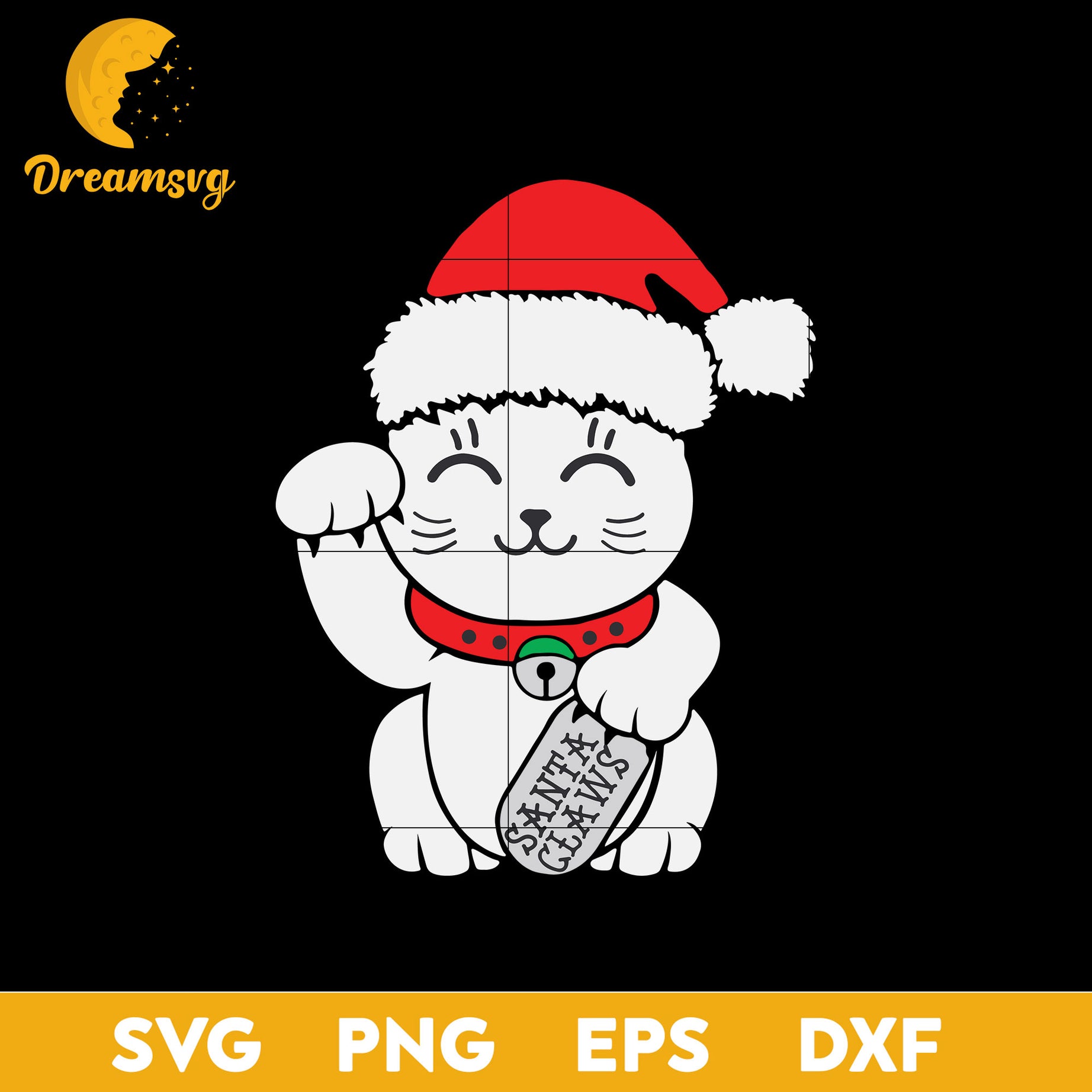 Santa Claws Maneki Neko Lucky Cat Christmas SVG, Christmas SVG, PNG DXF EPS Digital File.