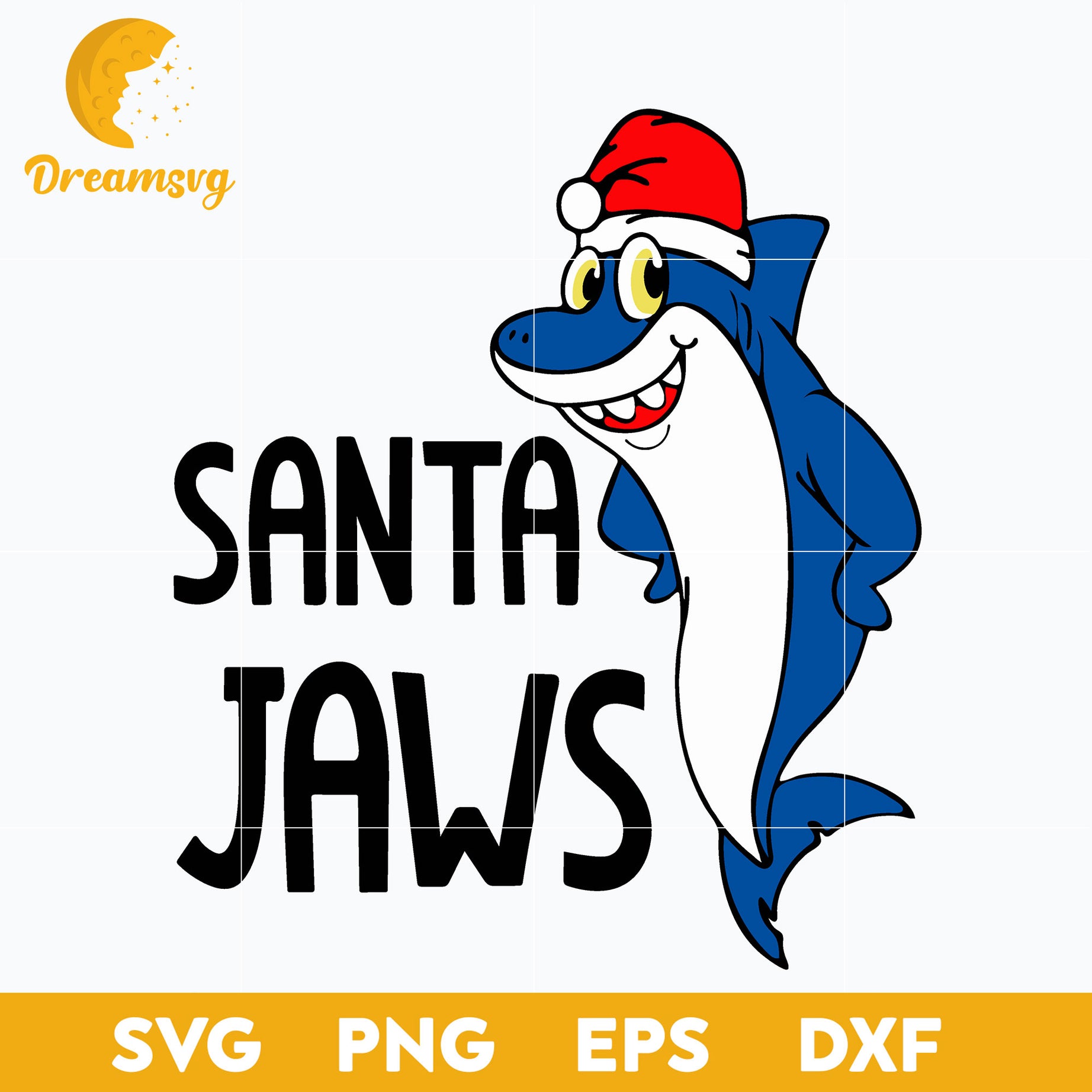 Santa Jaws Shark SVG, Christmas SVG, PNG DXF EPS Digital File.