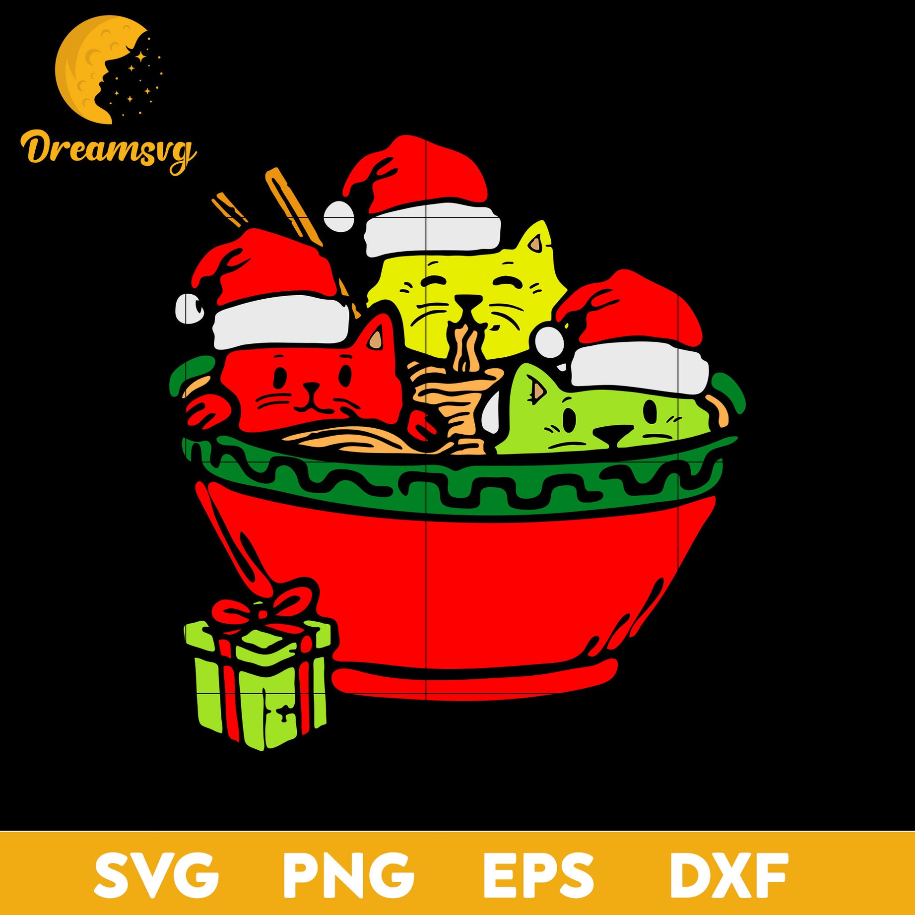 Santa Rakun Santa Ramen Cats Anime Christmas SVG, Christmas SVG, PNG DXF EPS Digit ...