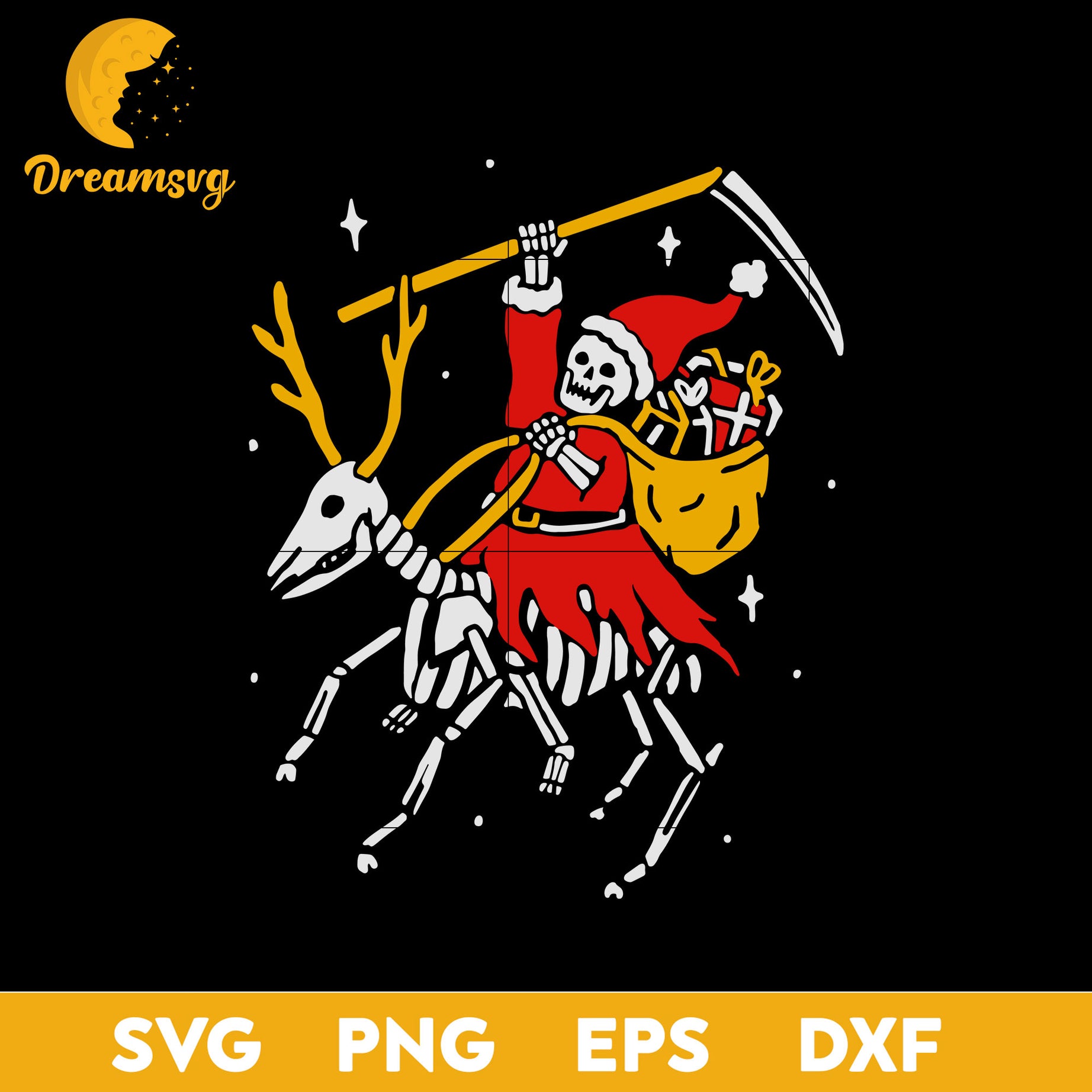 Santa Reaper Skeleton Christmas SVG, Christmas SVG, PNG DXF EPS Digital File.