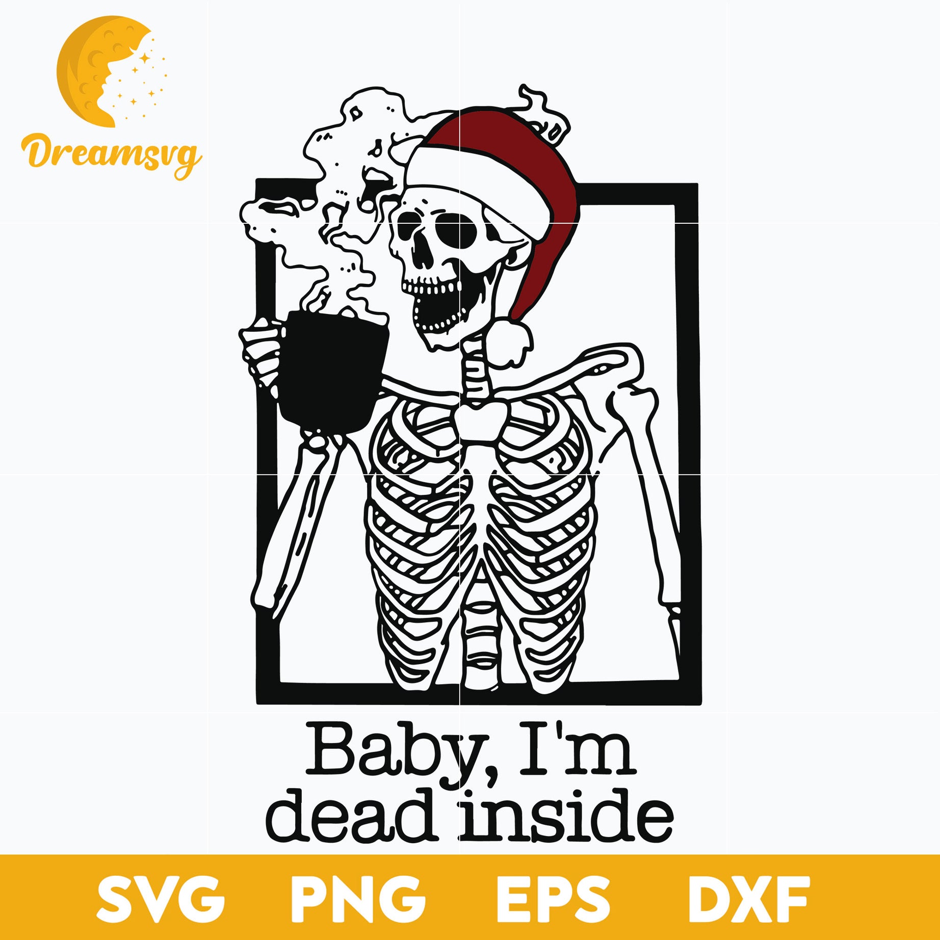 Santa Skeleton Baby I'm Dead Inside Christmas Guys SVG, Christmas SVG, PNG DXF EPS Digital File.