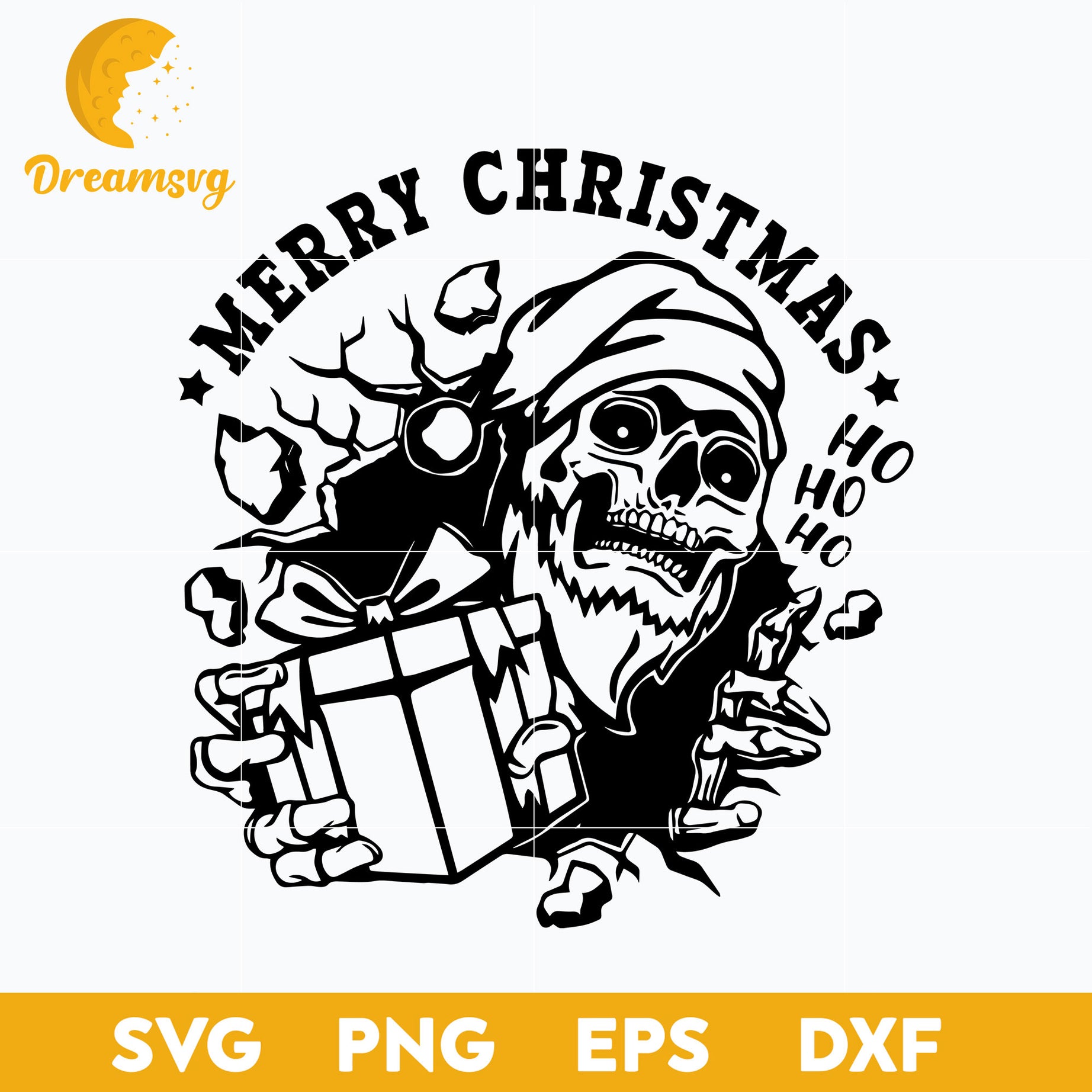 Santa Skeleton Merry Christmas Ho Ho Ho SVG, Christmas SVG, PNG DXF EPS Digital File.
