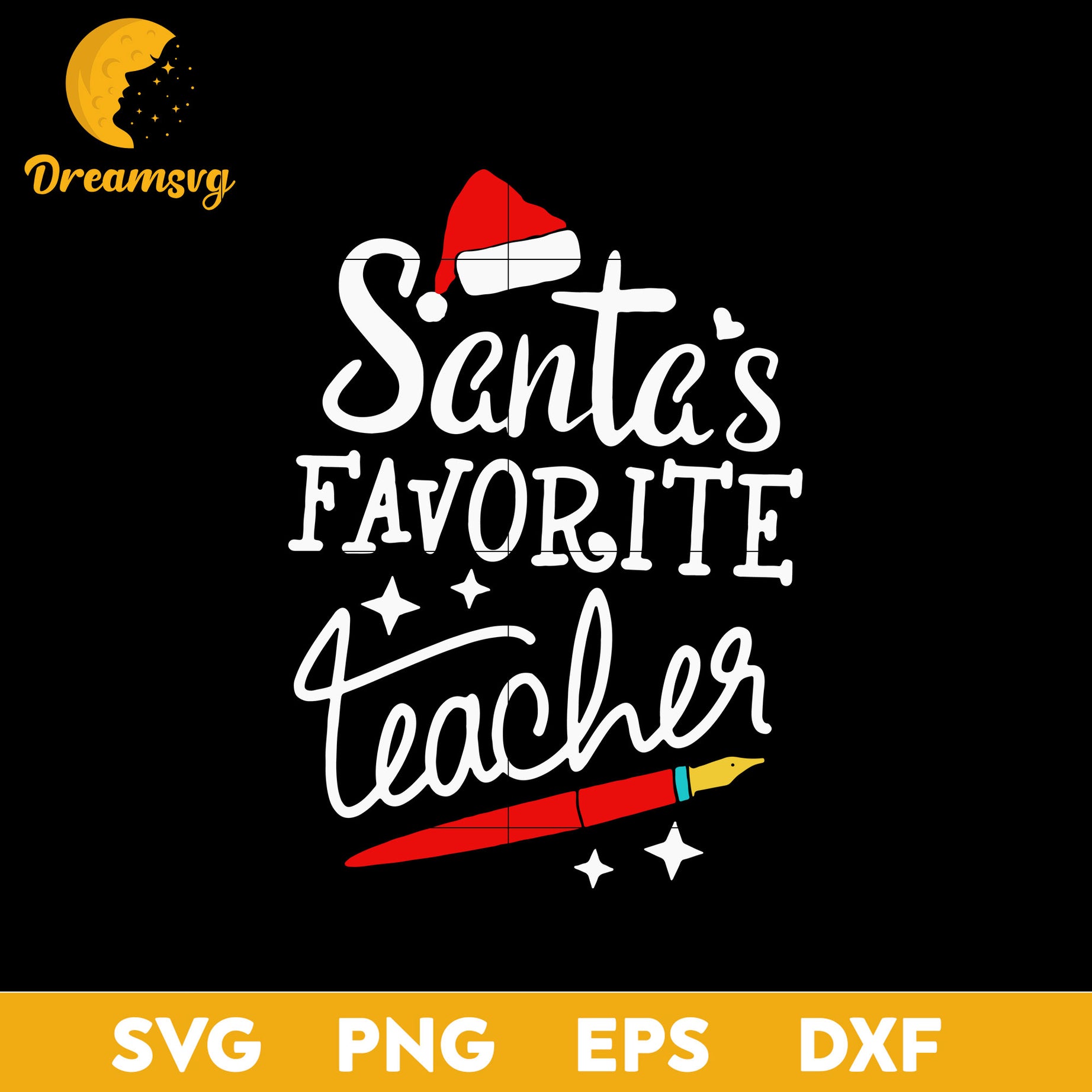 Santas Favorite Teacher SVG, Christmas SVG, PNG DXF EPS Digital File.