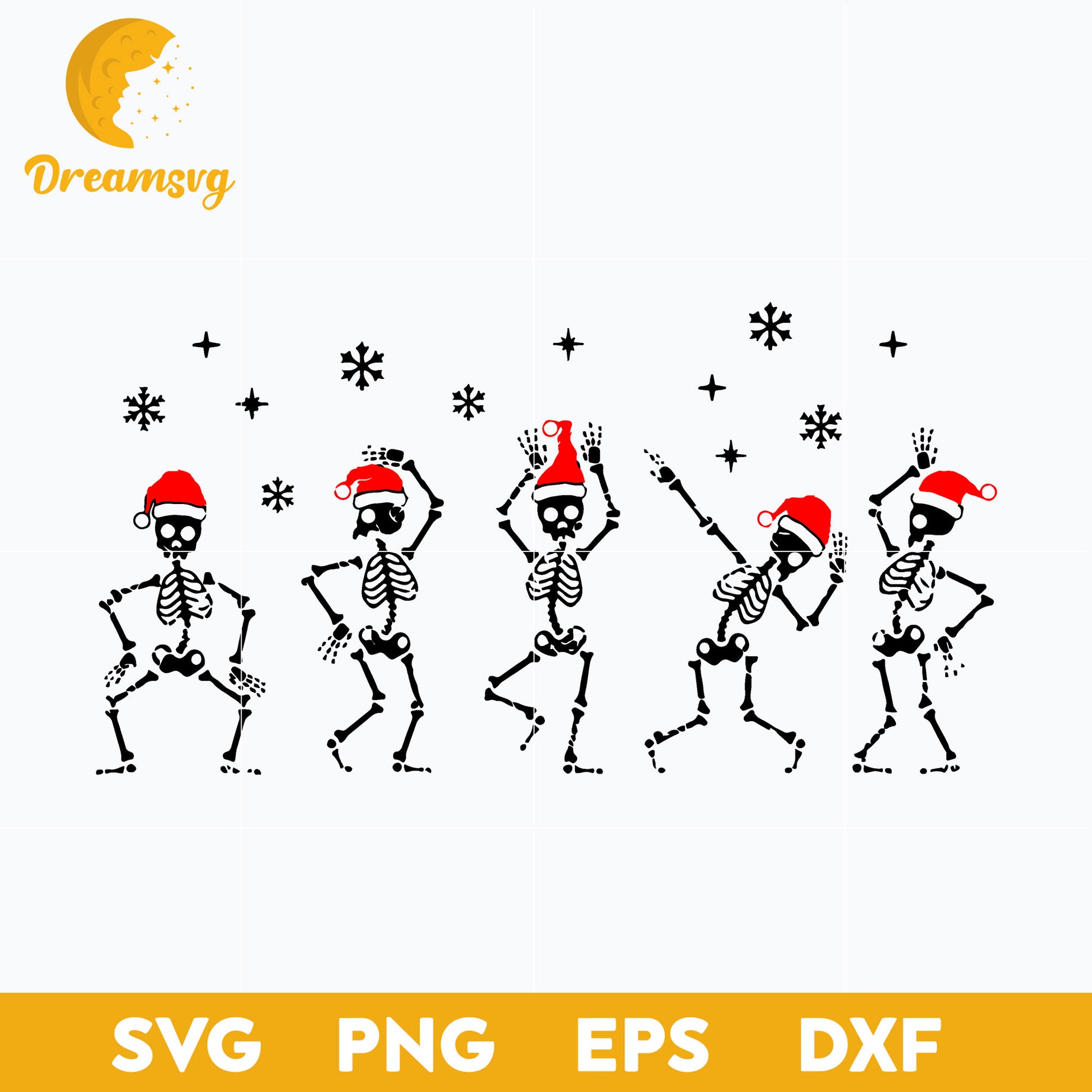 Sketelon Dancing Merry Christmas SVG, Christmas SVG, PNG DXF EPS Digital File.