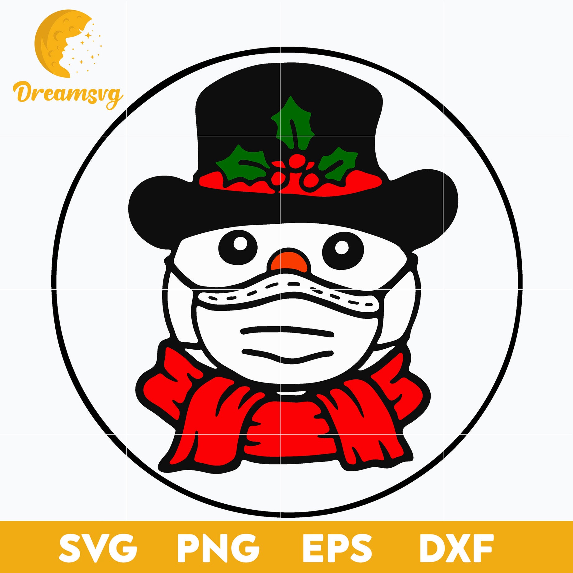 Snowman With Mask Christmas Ornament SVG, Christmas SVG, PNG DXF EPS Digital File.