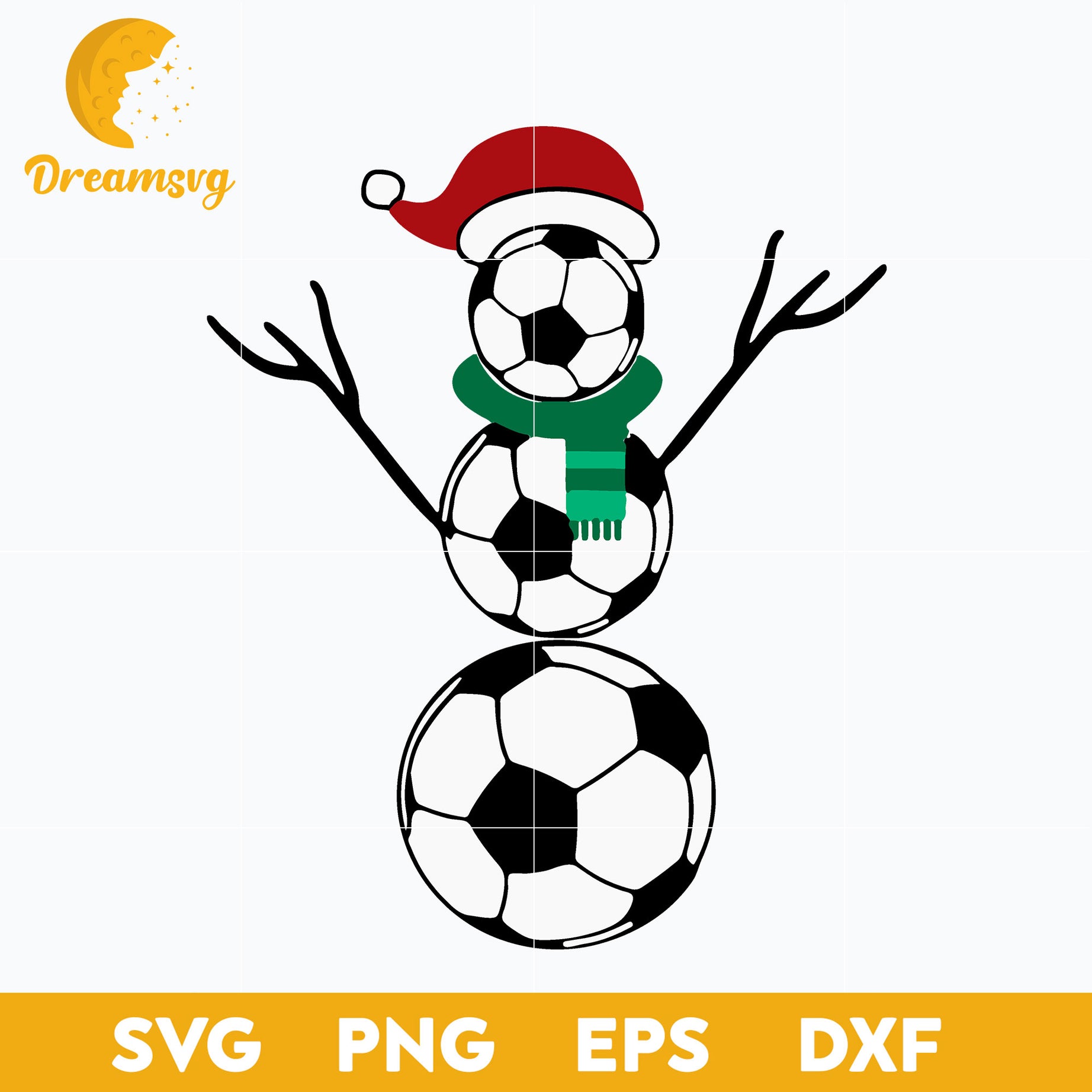 Soccer Snowman Christmas SVG, Christmas SVG, PNG DXF EPS Digital File.