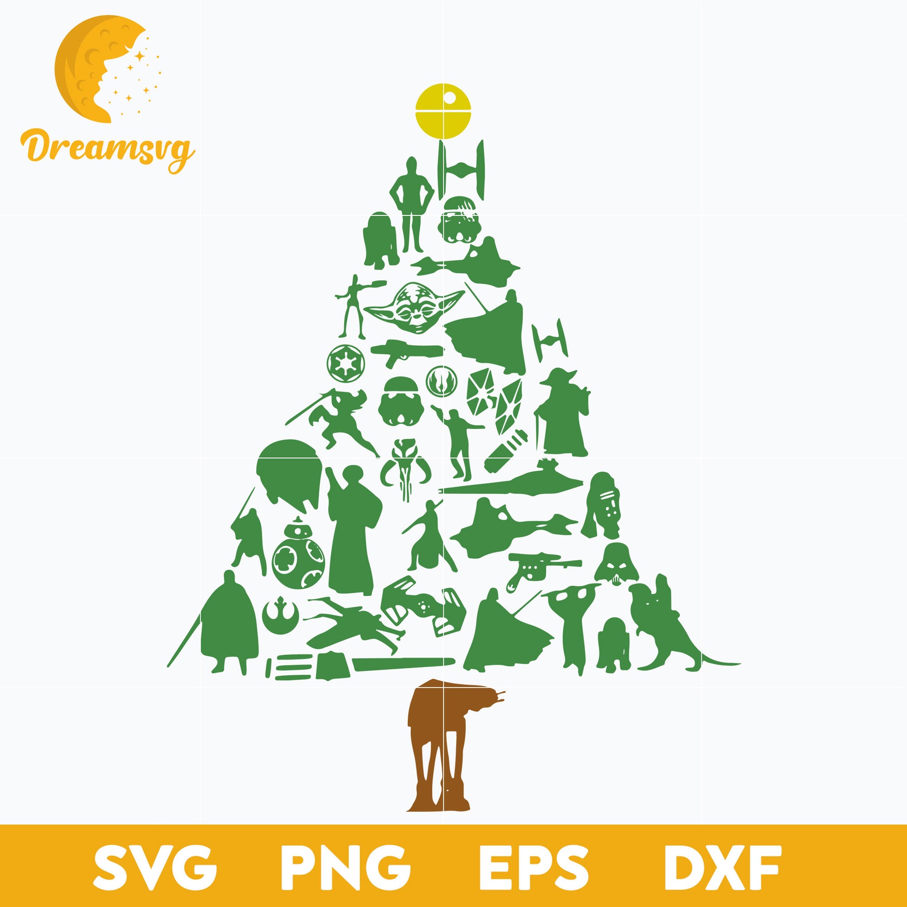 Star Wars Christmas Tree SVG, Christmas SVG, PNG DXF EPS Digital File.