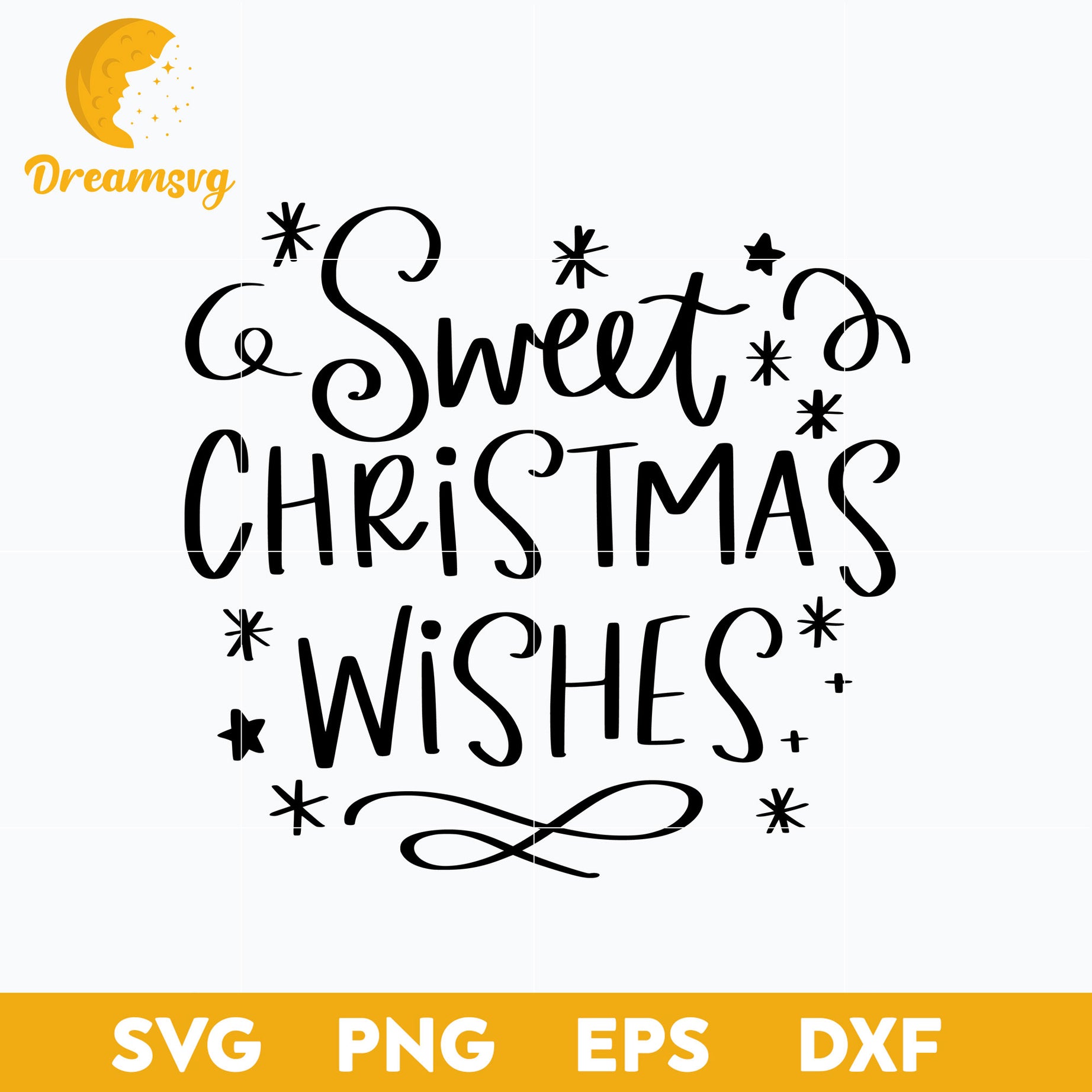 Sweet Christmas Wishes SVG, Christmas SVG, PNG DXF EPS Digital File.