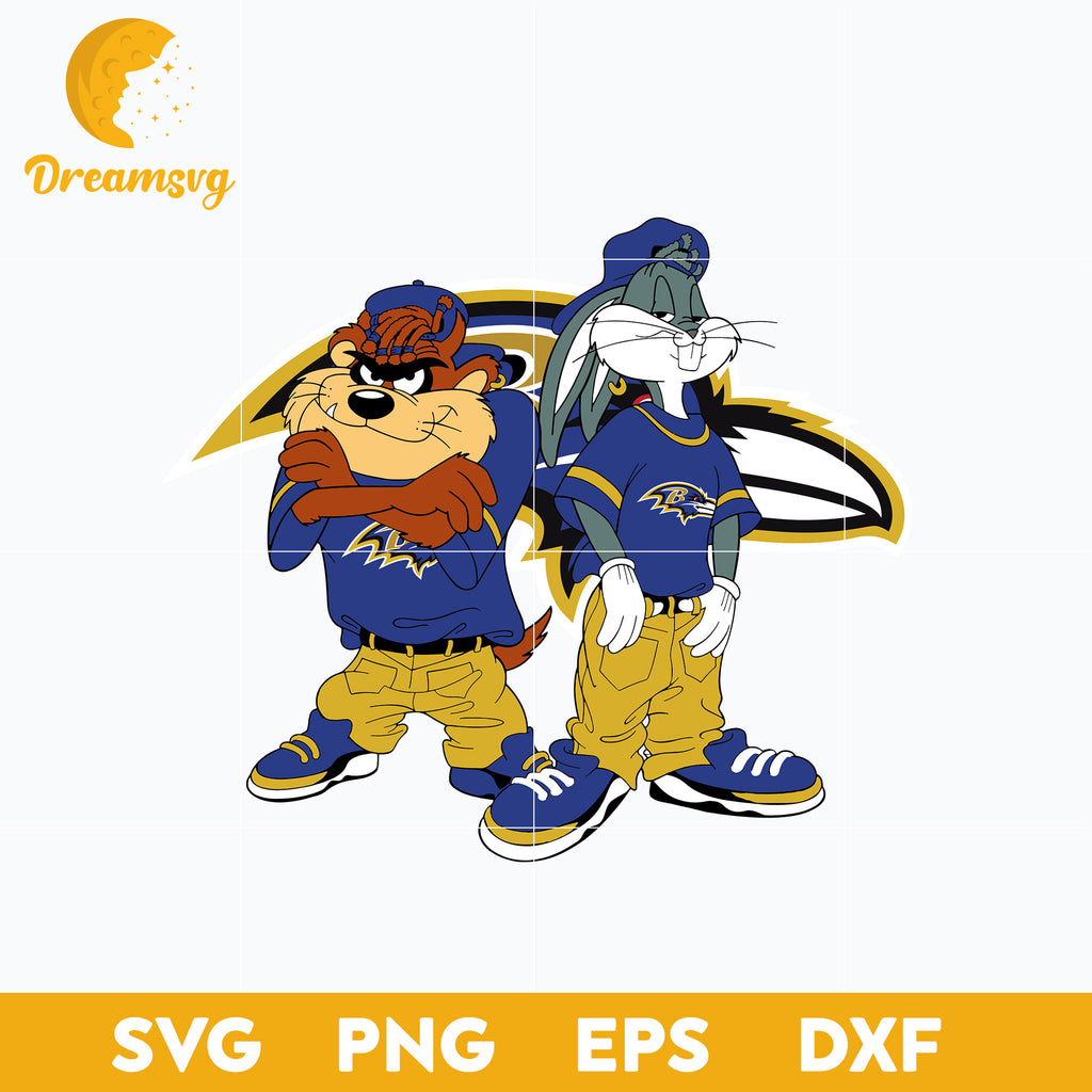 Taz and Bugs Kriss Kross Baltimore Ravens Svg, Baltimore Ravens Svg, P