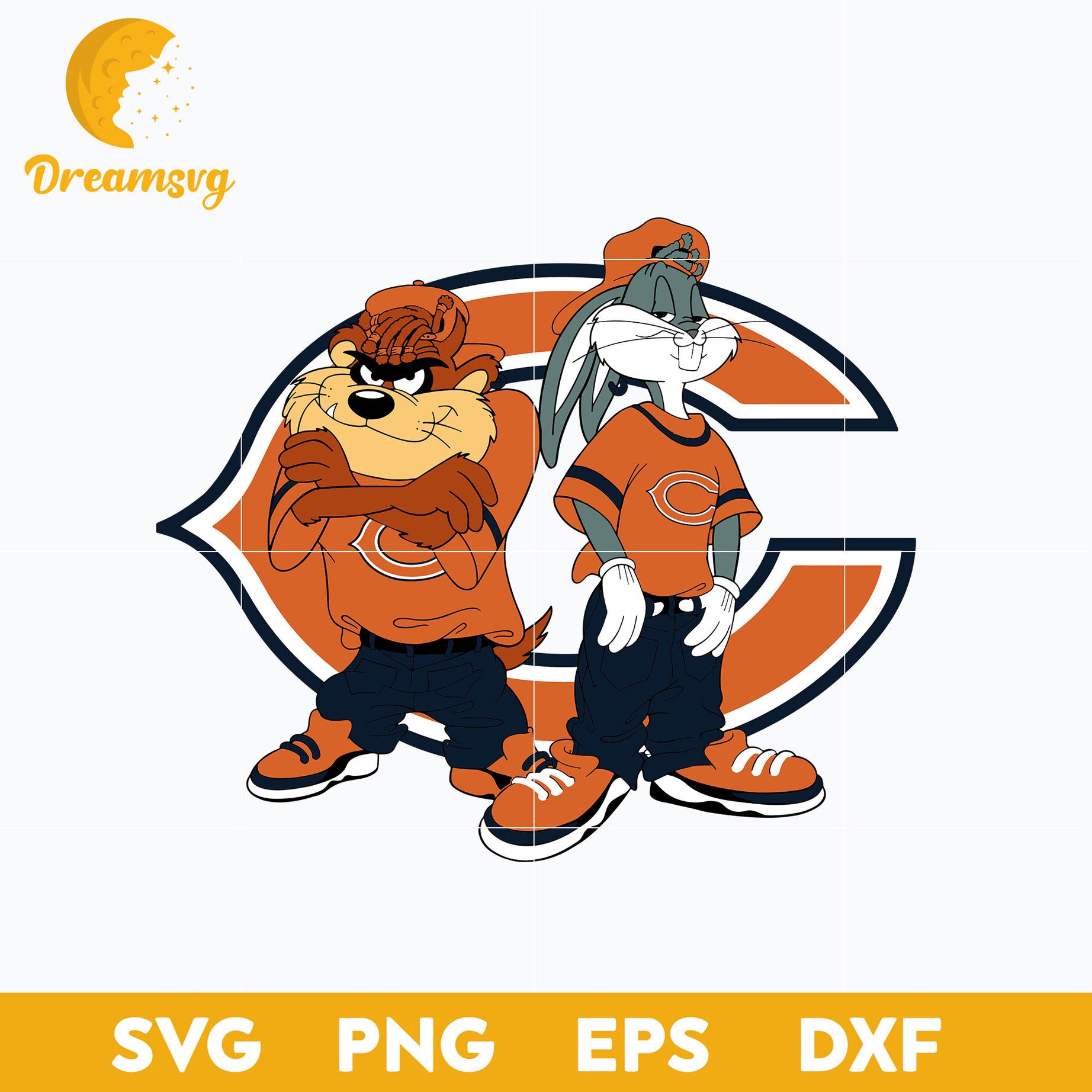 Taz and Bugs Kriss Kross Chicago Bears Svg, Chicago Bears Svg, Png, Dxf, Eps File