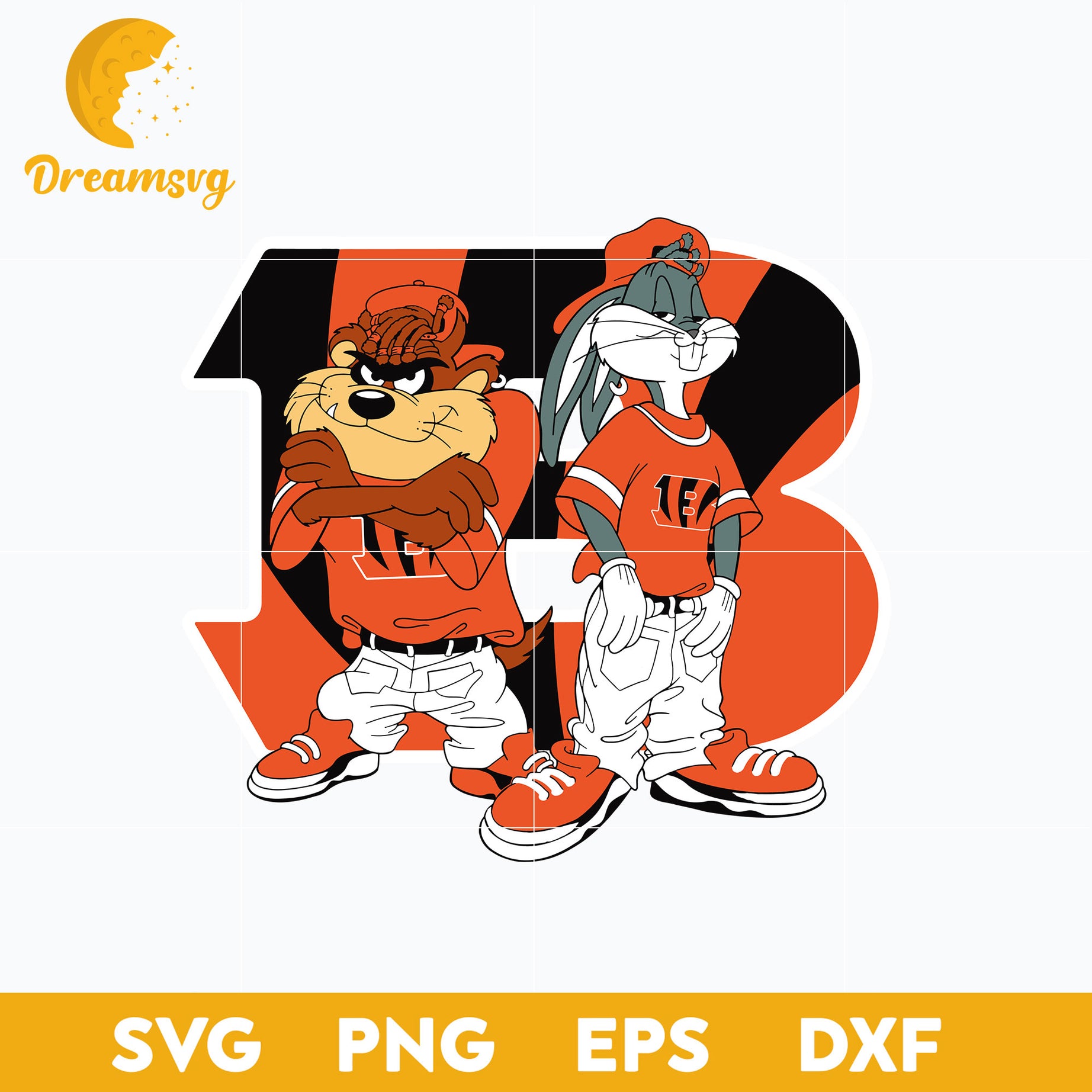 Taz and Bugs Kriss Kross Cincinnati Bengals Svg, Cincinnati Bengals Svg, Png, Dxf, Eps File
