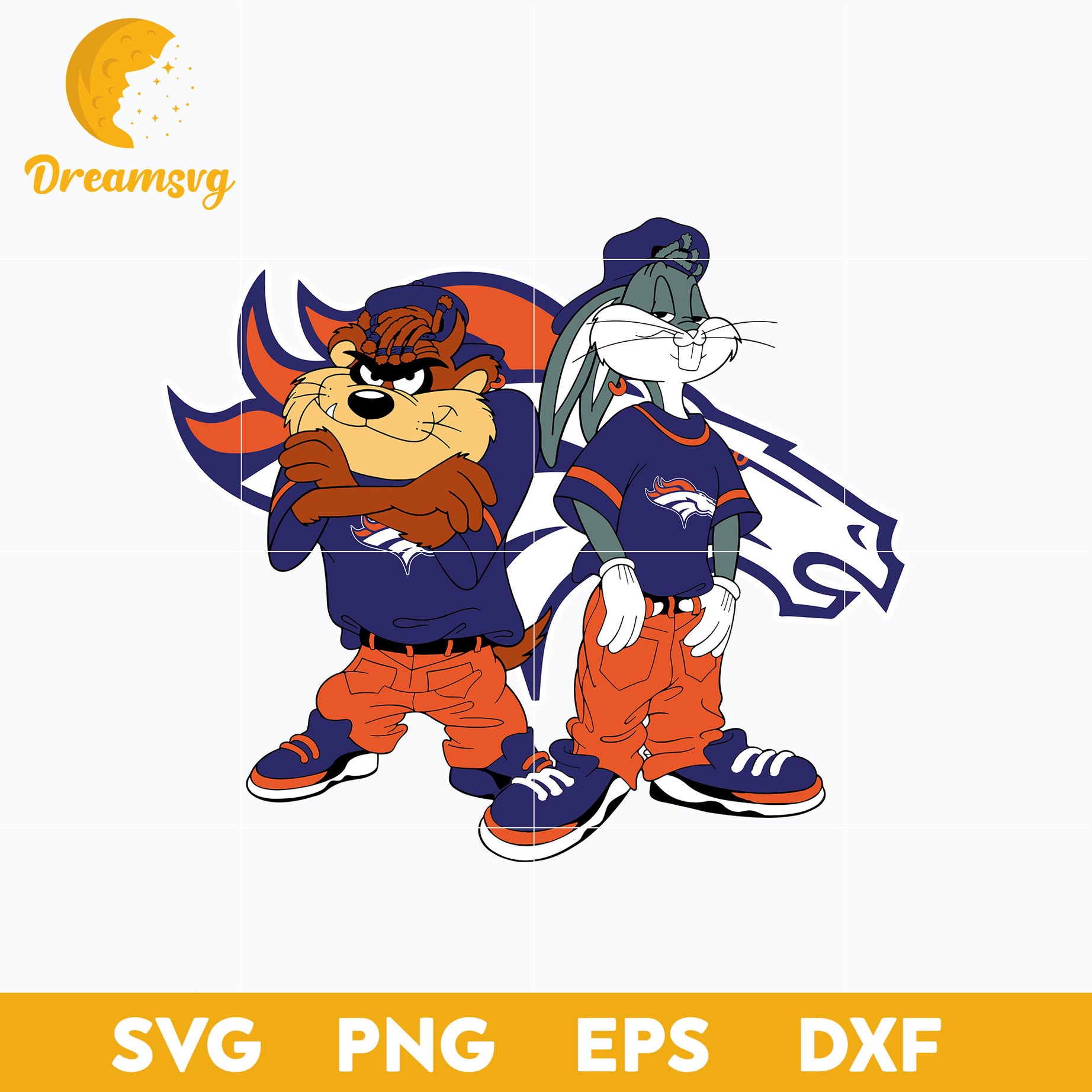 Taz and Bugs Kriss Kross Denver Broncos Svg, Denver Broncos Svg, Png, Dxf, Eps File