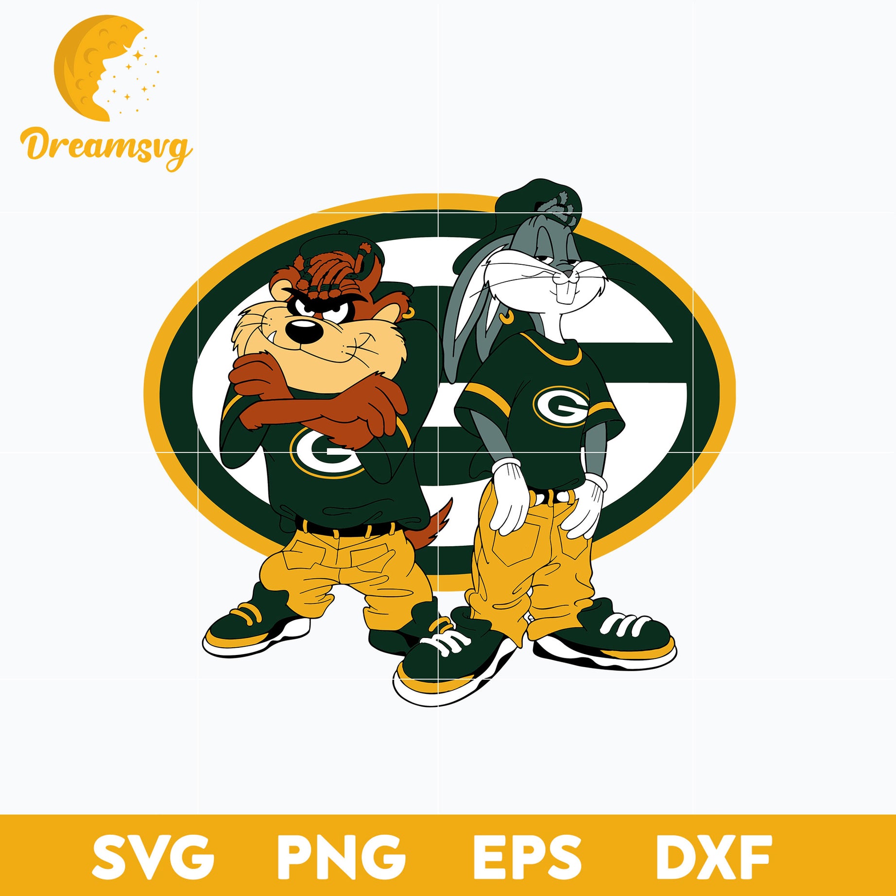 Taz and Bugs Kriss Kross Green Bay Packers Svg, Green Bay Packers Svg Png, Dxf, Eps File