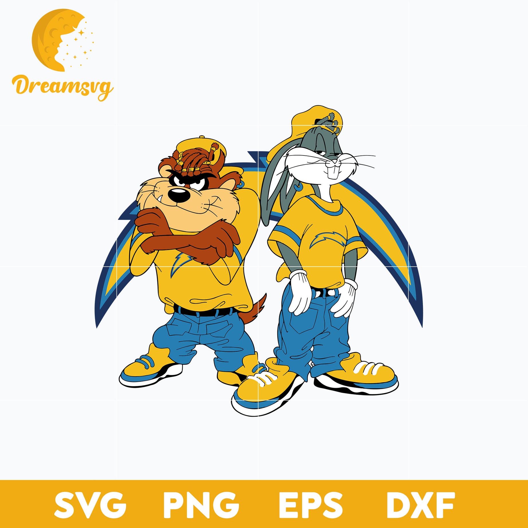 Taz and Bugs Kriss Kross Los Angeles Chargers Svg, Los Angeles Chargers Svg, Png, Dxf, Eps File