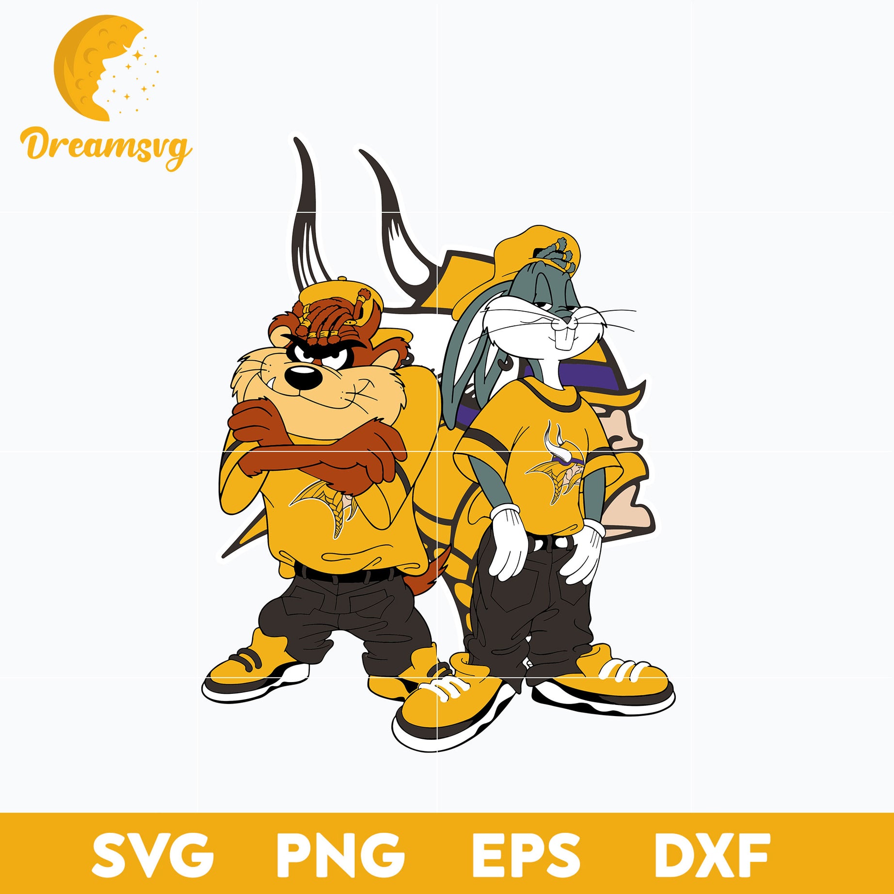 Taz and Bugs Kriss Kross Minnesota Vikings Svg,  Minnesota Vikings Svg, Png, Dxf, Eps File