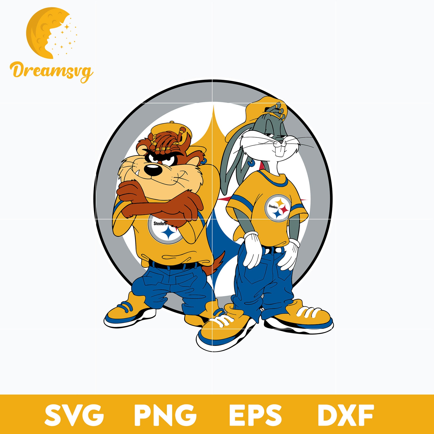 Taz and Bugs Kriss Kross Pittsburgh Steelers Svg, Pittsburgh Steelers Svg, Png, Dxf, Eps File