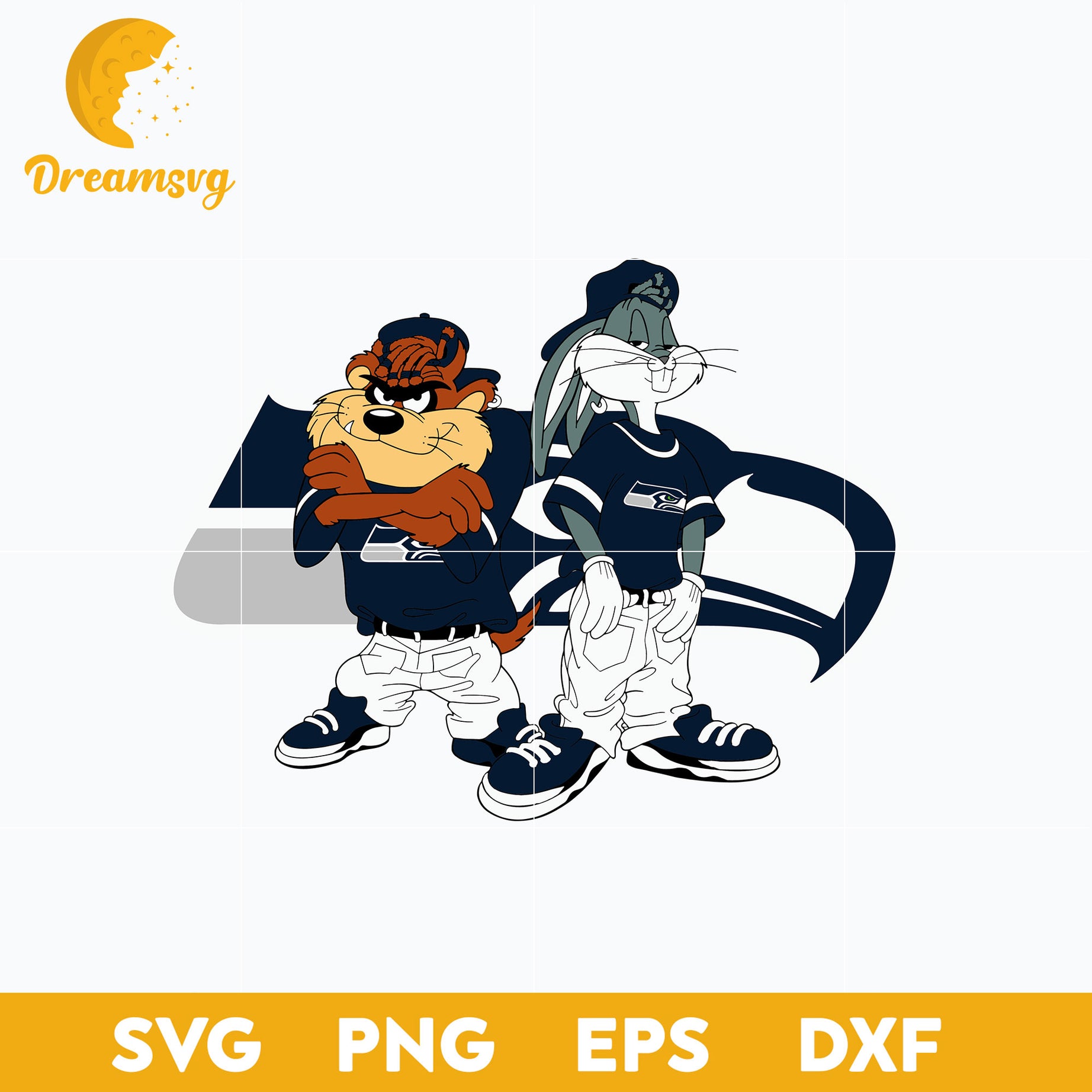 Taz and Bugs Kriss Kross Seattle Seahawks Svg, Seattle Seahawks Svg, Png, Dxf, Eps File
