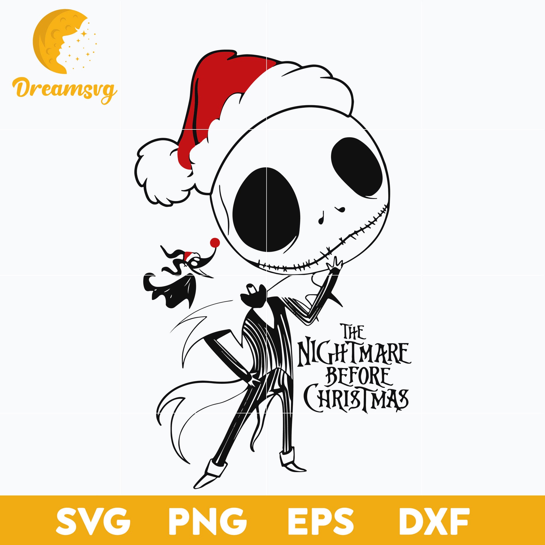 The Nightmare Before Christmas Jack And Dog SVG, Christmas SVG, PNG DXF EPS Digital File.