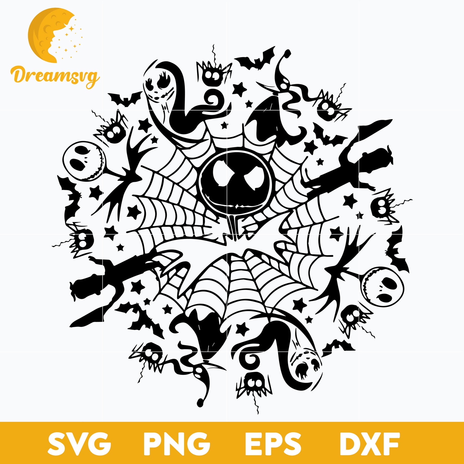The Nightmare Before Christmas Mandala SVG, Christmas SVG, PNG DXF EPS Digital File.
