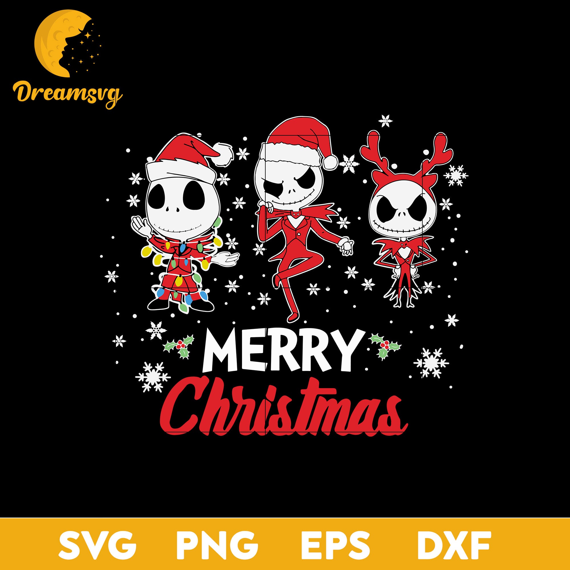 Three Jack Skellington Christmas SVG, Christmas SVG, PNG DXF EPS Digit ...