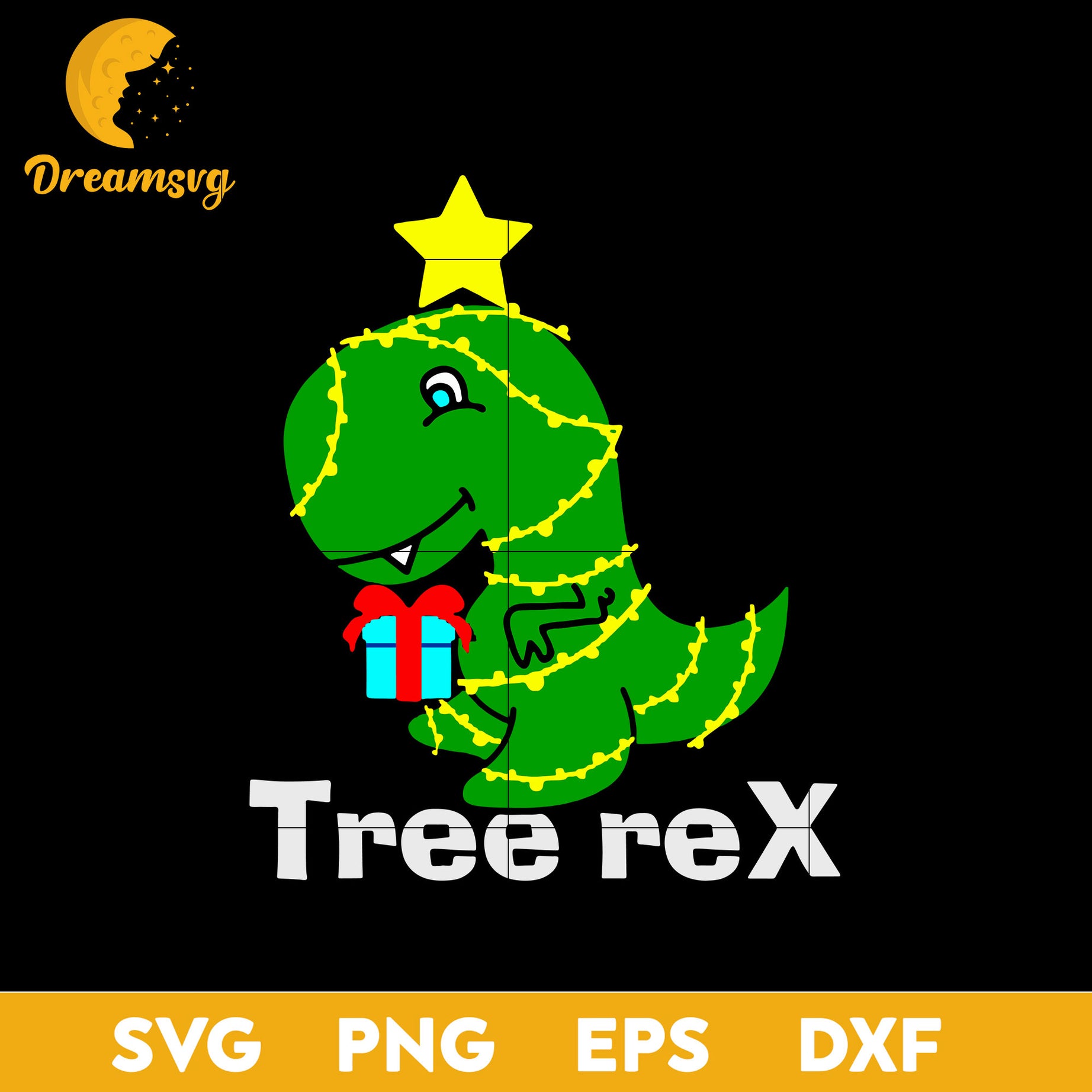 Tree Rex Giant Dinosaur Cool Christmas SVG, Christmas SVG, PNG DXF EPS Digital File.