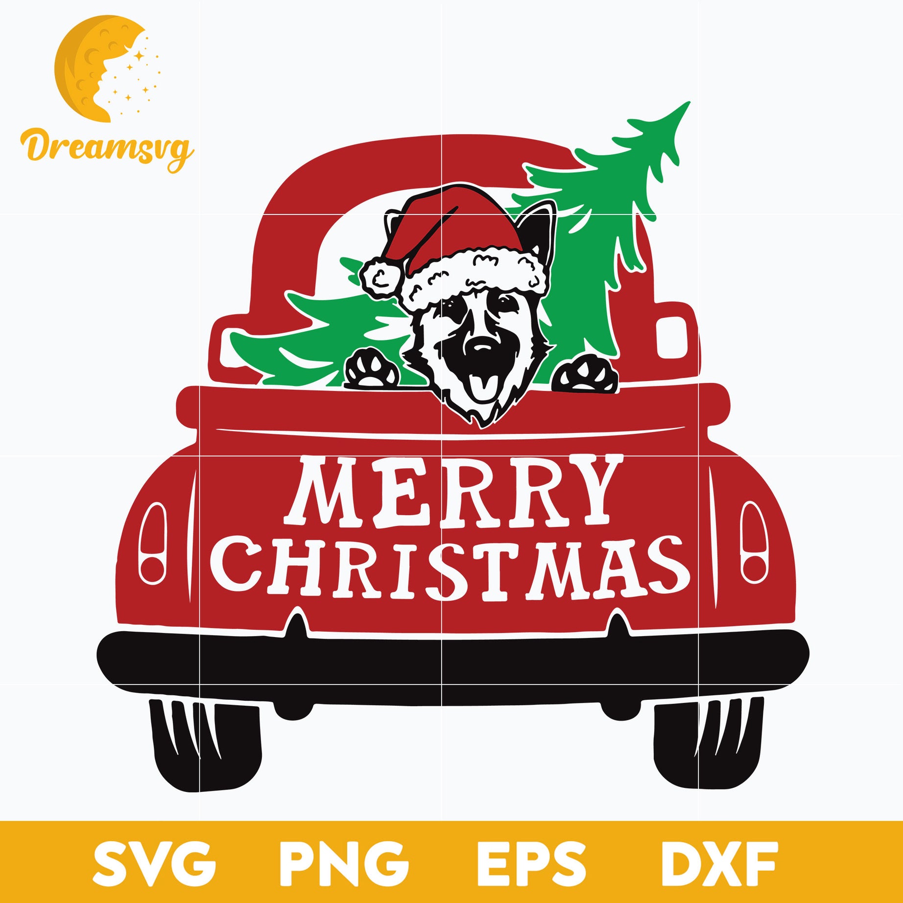 Truck With Dog And Christmas Tree SVG, Christmas SVG, PNG DXF EPS Digital File.