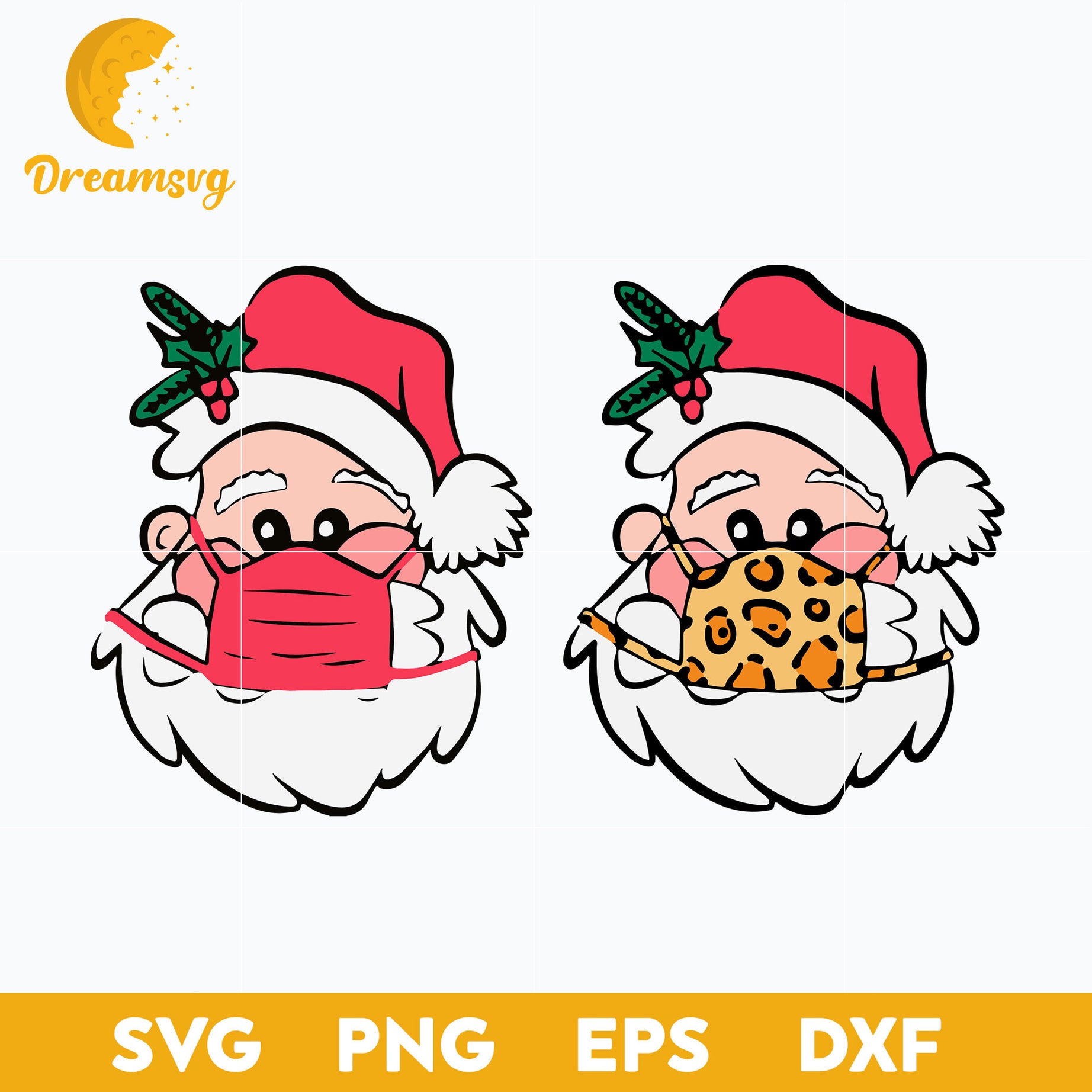 Two Santa Christmas SVG, Christmas SVG, PNG DXF EPS Digital File.
