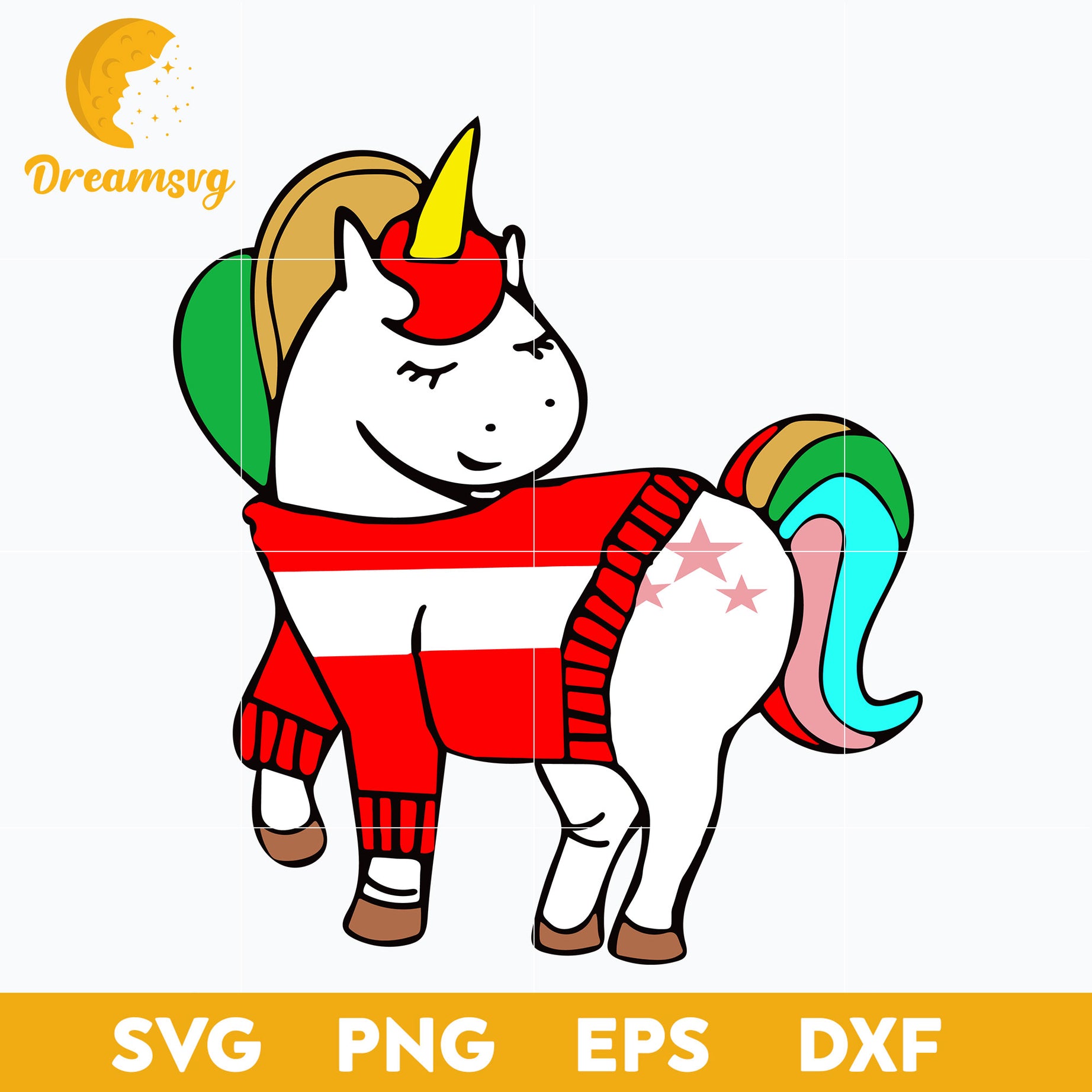 Unicorn Christmas Ugly SVG, Christmas SVG, PNG DXF EPS Digital File.