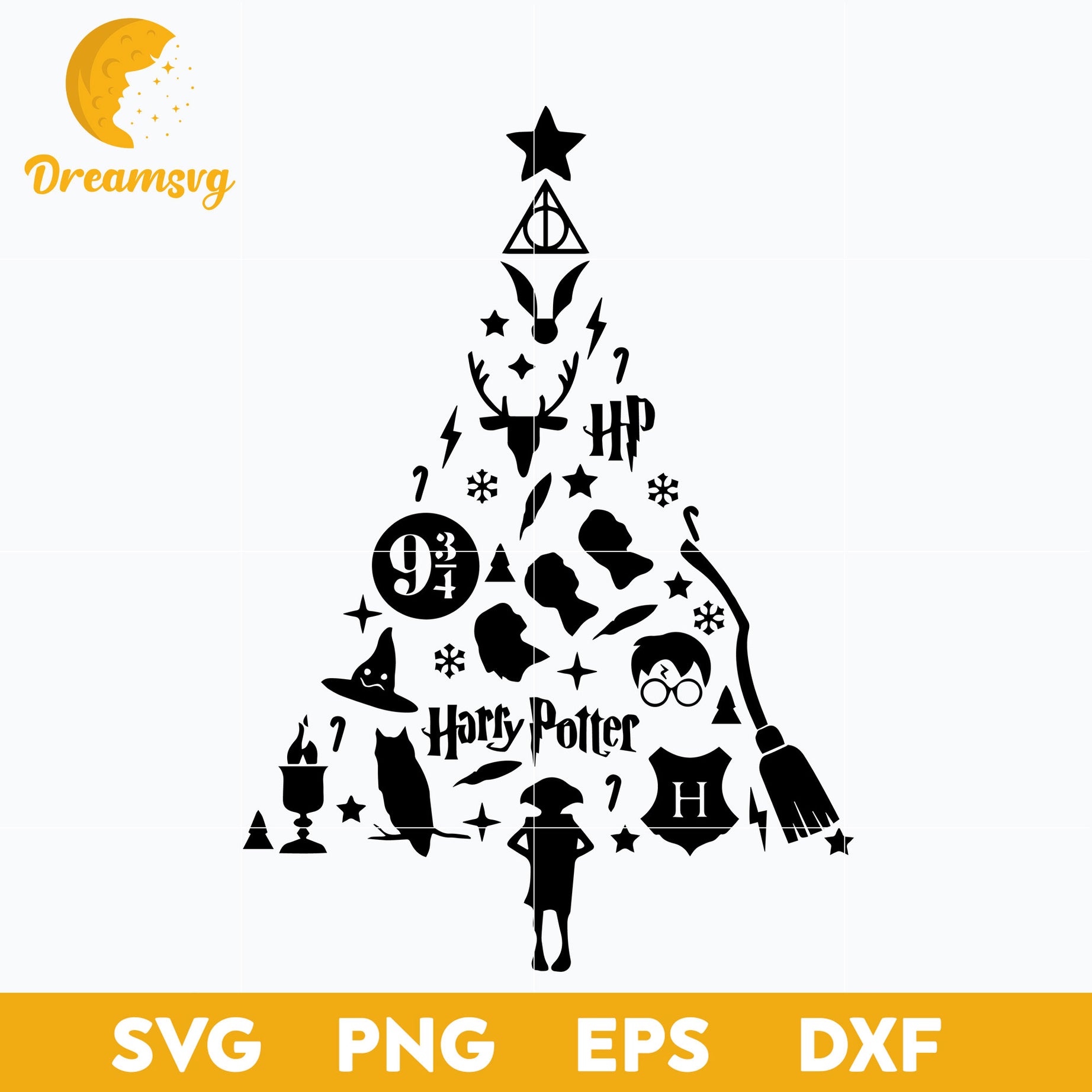 Wizardly Christmas Tree SVG, Christmas SVG, PNG DXF EPS Digital File.