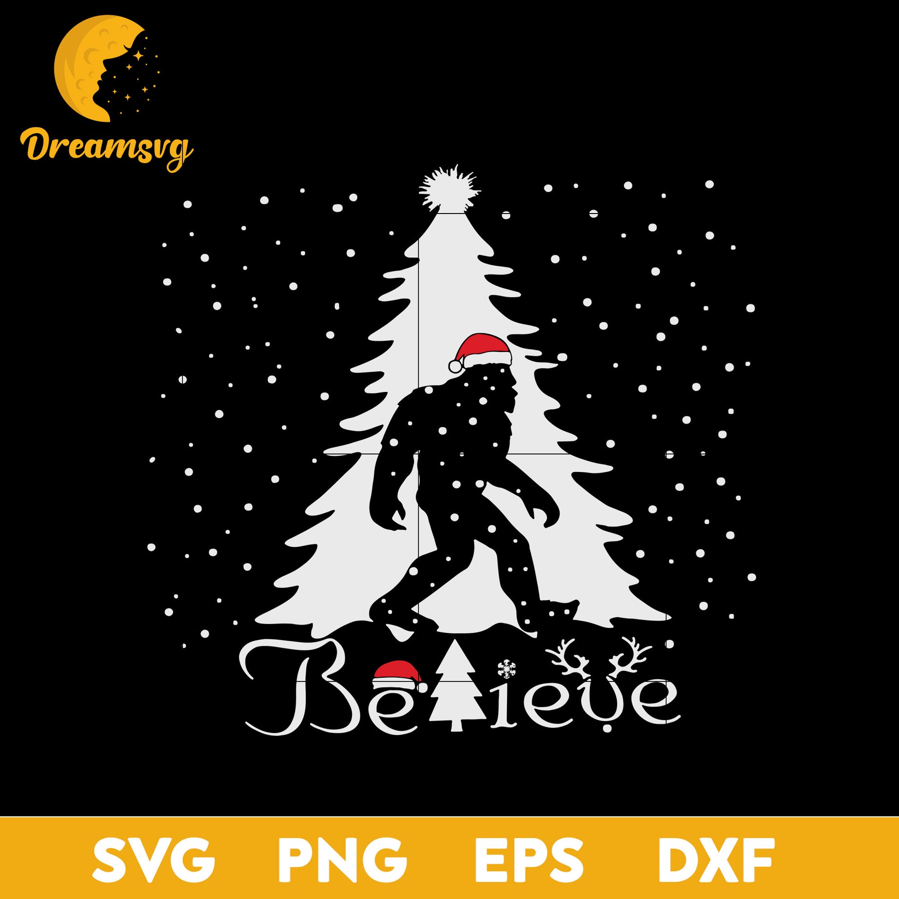 Christmas Bigfoot Believe SVG, Christmas SVG, PNG DXF EPS Digital File.