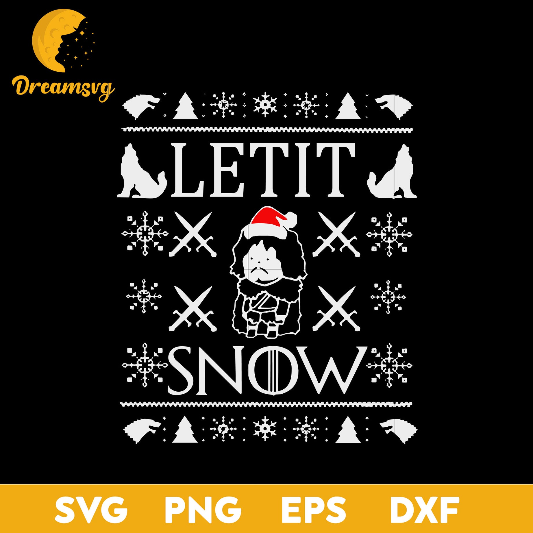 John Snow Let It Snow SVG, Christmas SVG, PNG DXF EPS Digital File.