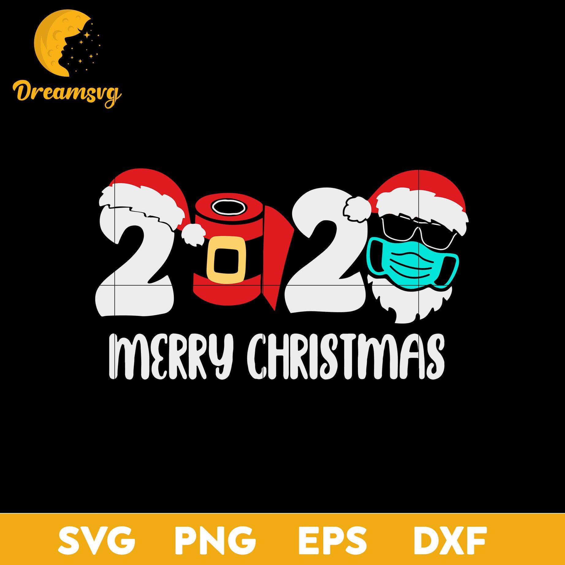 Merry Christmas 2020 Quarantine SVG, Christmas SVG, PNG DXF EPS Digital File.