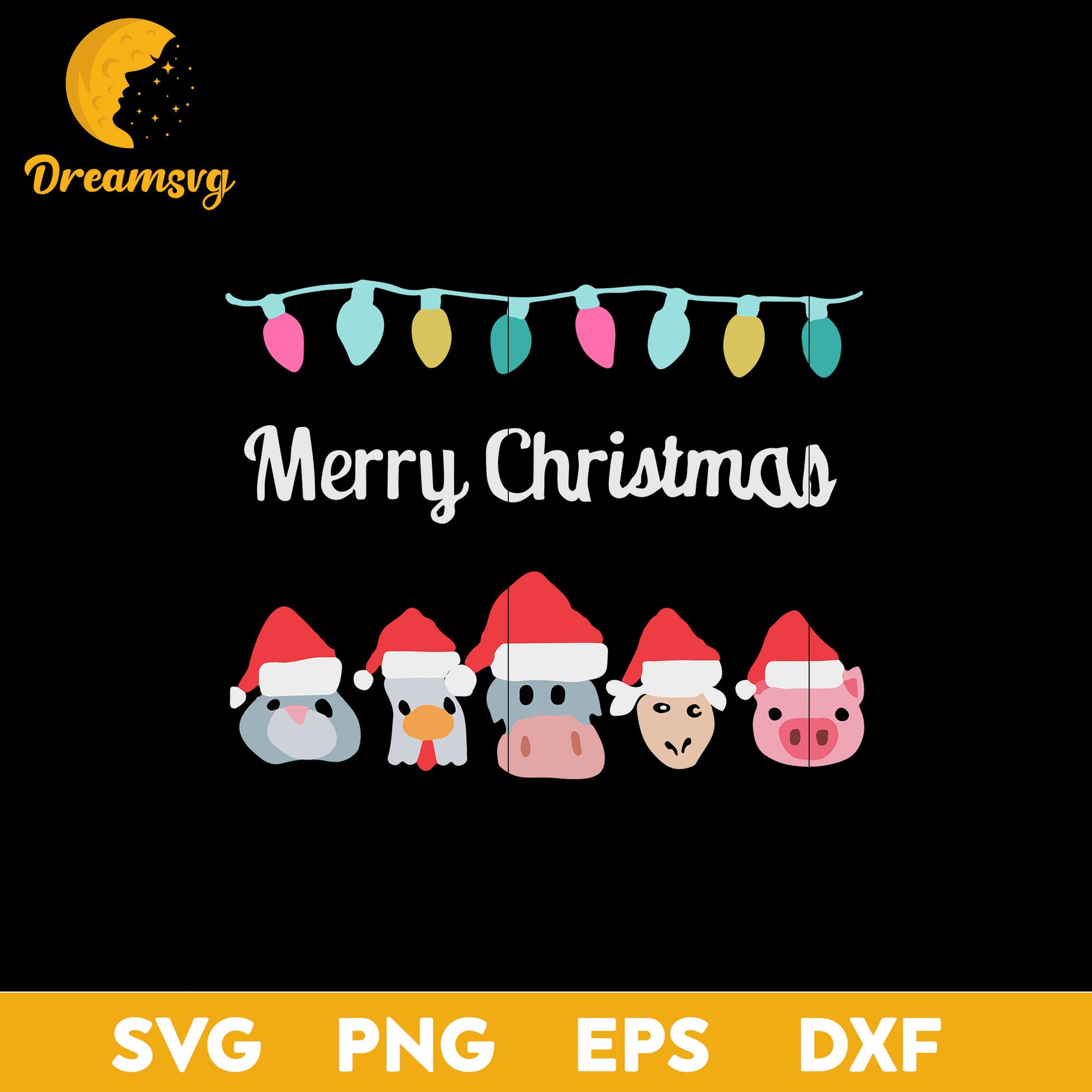 Merry Christmas Animal SVG, Christmas SVG, PNG DXF EPS Digital File.