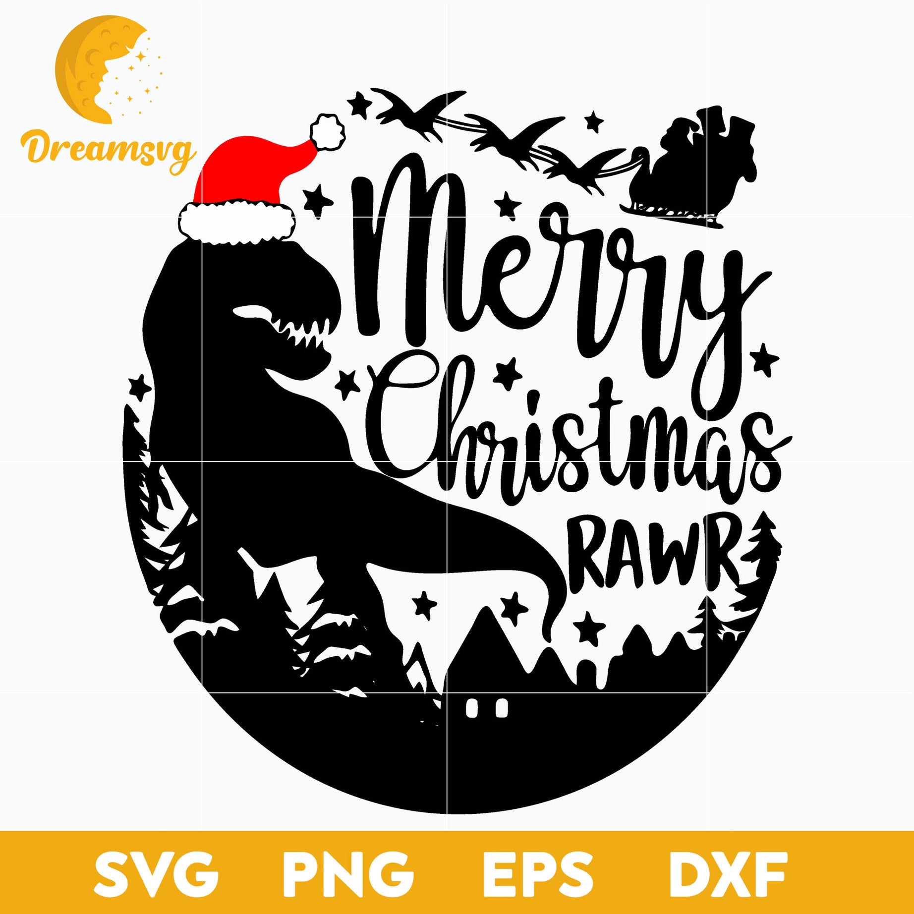 Merry Christmas Rawr SVG, Christmas SVG, PNG DXF EPS Digital File.