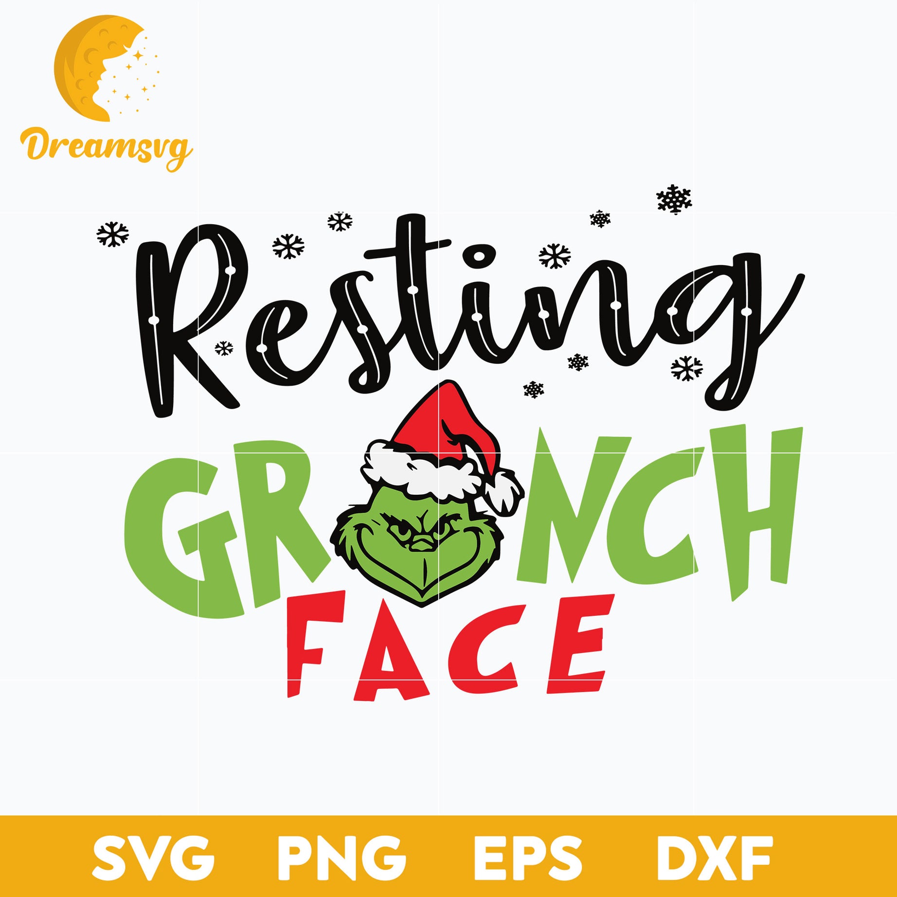 Resting Grinch Face Christmas SVG, Christmas SVG, PNG DXF EPS Digital File.