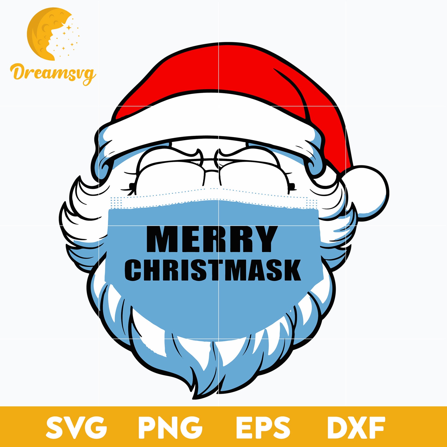 Santa Mask Merry Christmask SVG, Christmas SVG, PNG DXF EPS Digital File.