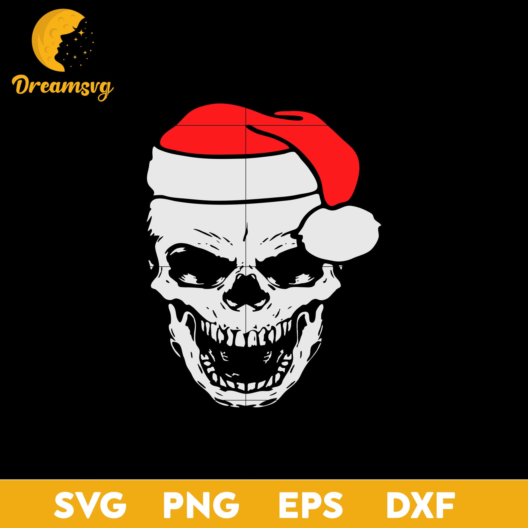 Skull Santa Hat Christmas SVG, Christmas SVG, PNG DXF EPS Digital File.