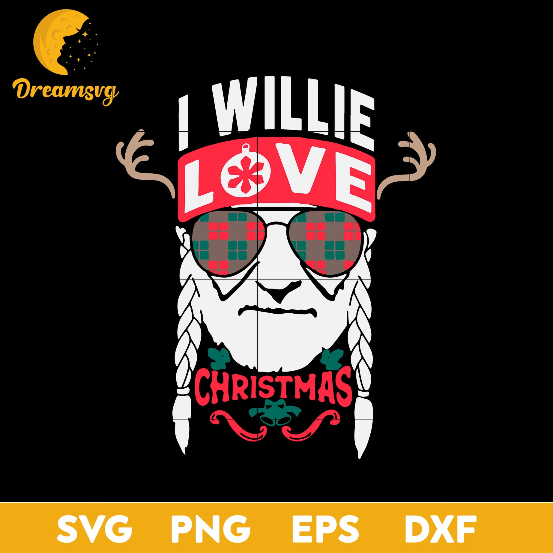 Willie Nelson I Willie Love Christmas SVG, Christmas SVG, PNG DXF EPS Digital File.