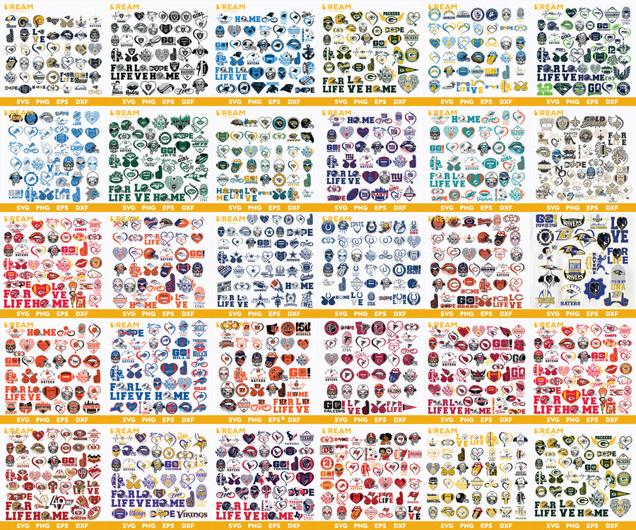 Mega NFL Bundle Svg, Nfl Logo Svg, Nfl Team Svg, Sport Svg, All Nfl Teams