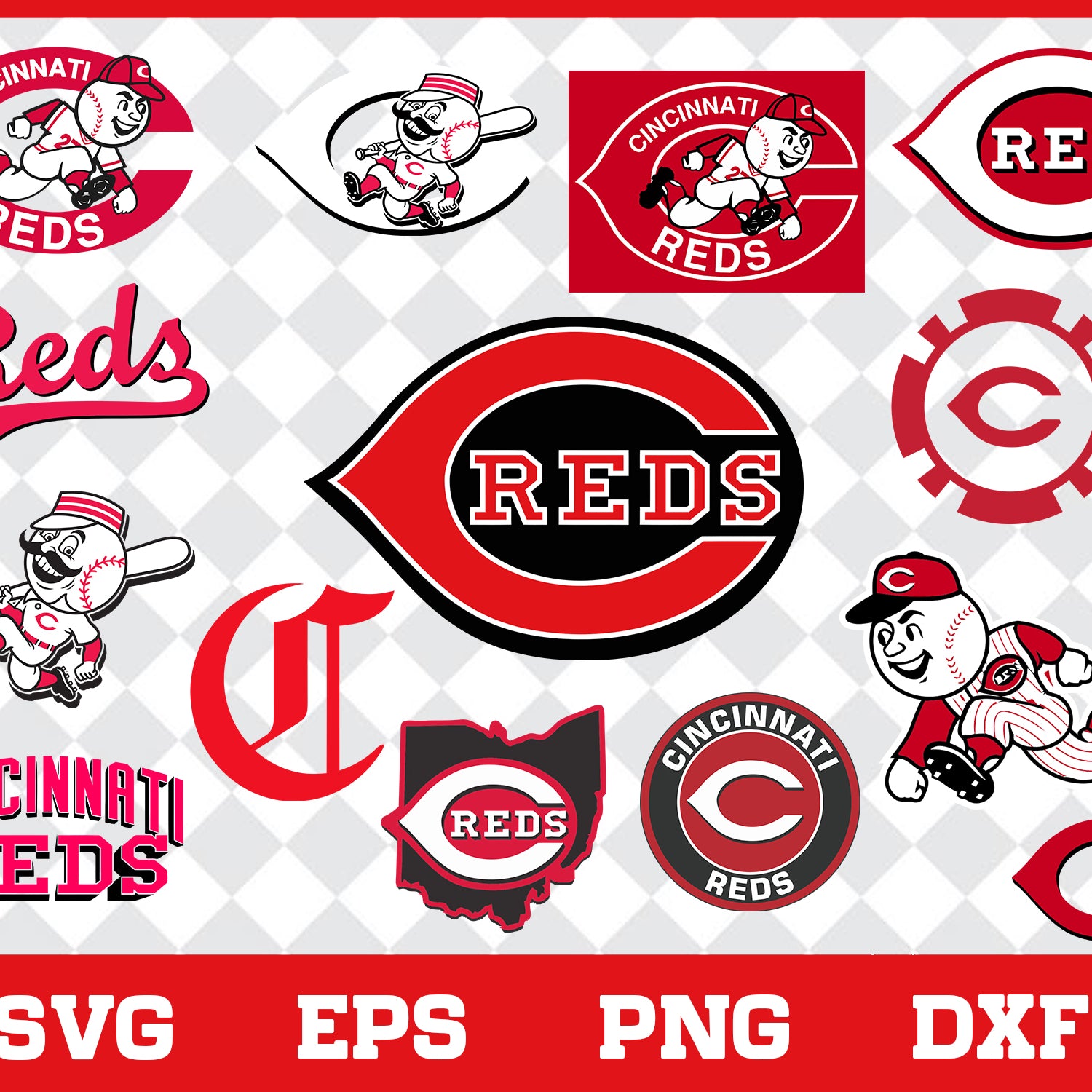 Cincinnati reds bundle svg, Cincinnati reds svg for cut, png, dxf, eps digital file MBL3001217