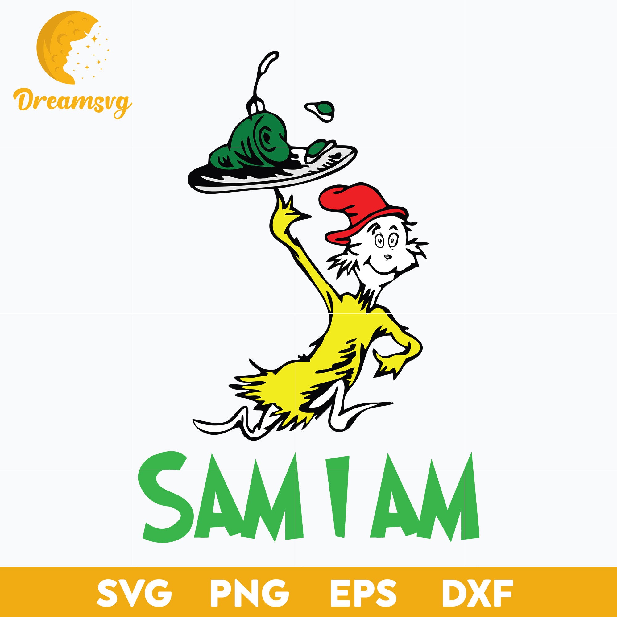 Sam I am SVG, Dr Seuss SVG PNG DXF EPS File